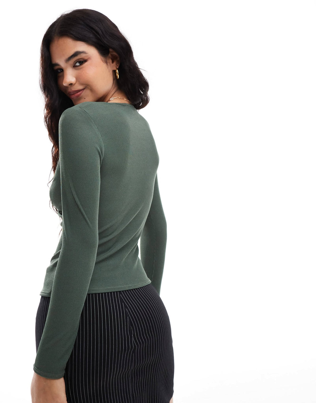 Closet London twist front top in Khaki - ASOS Sample Sale