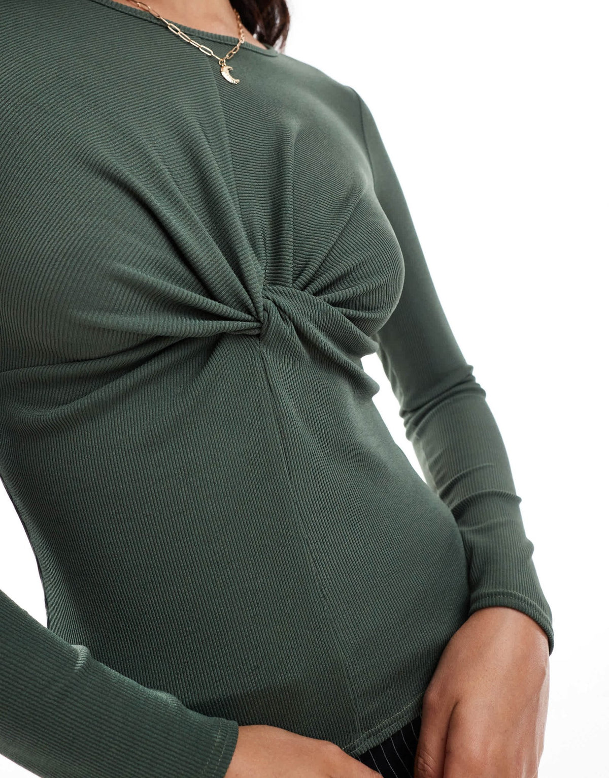 Closet London twist front top in Khaki - ASOS Sample Sale