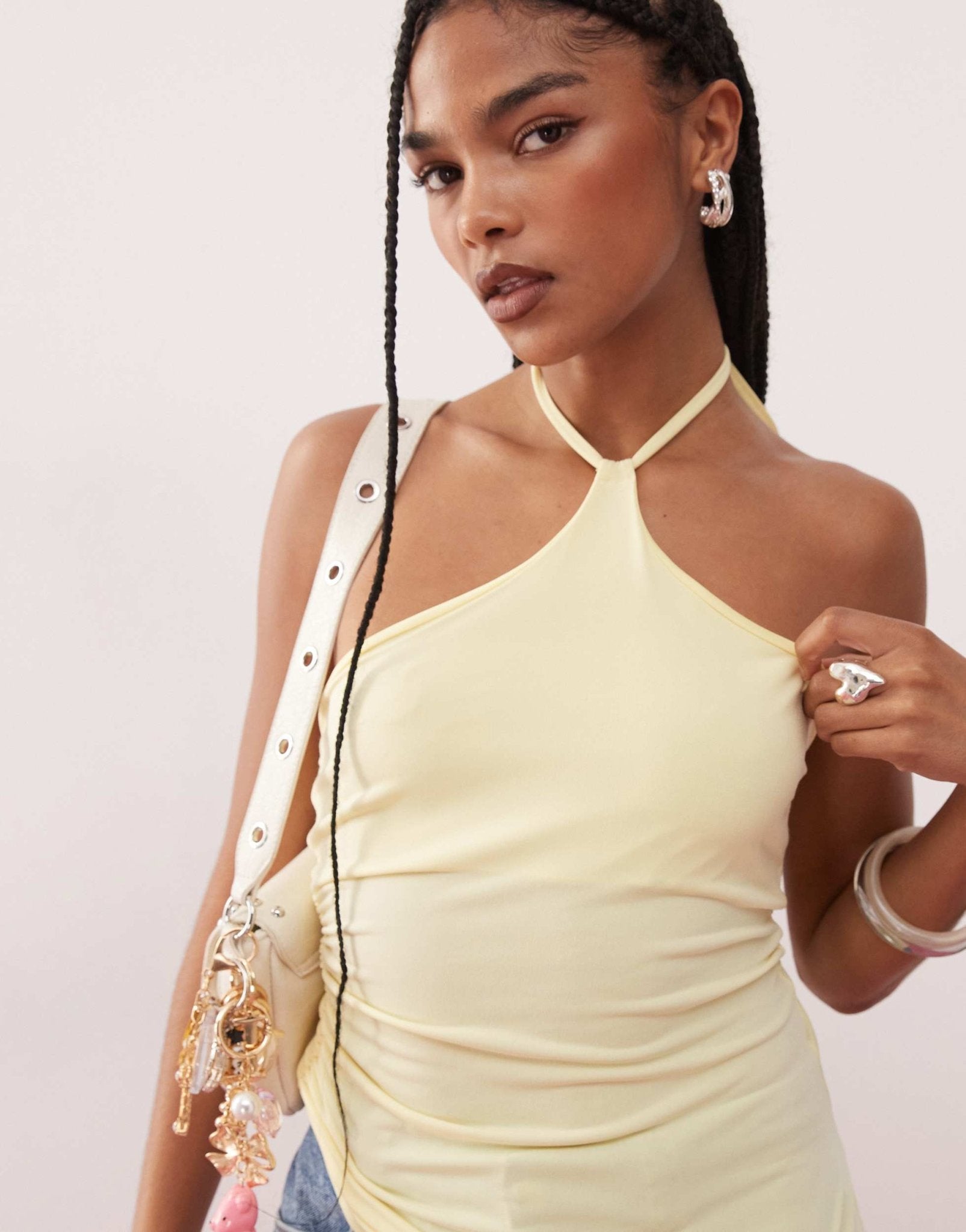 COLLUSION asymmetrical halter neck top in yellow - ASOS Sample Sale