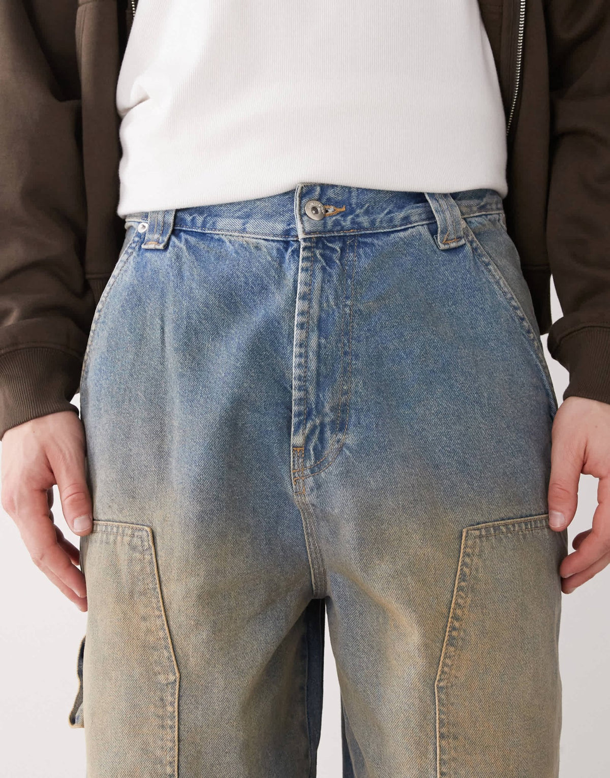 COLLUSION baggy carpenter jeans in dirty wash - MBLUE - ASOS Sample Sale