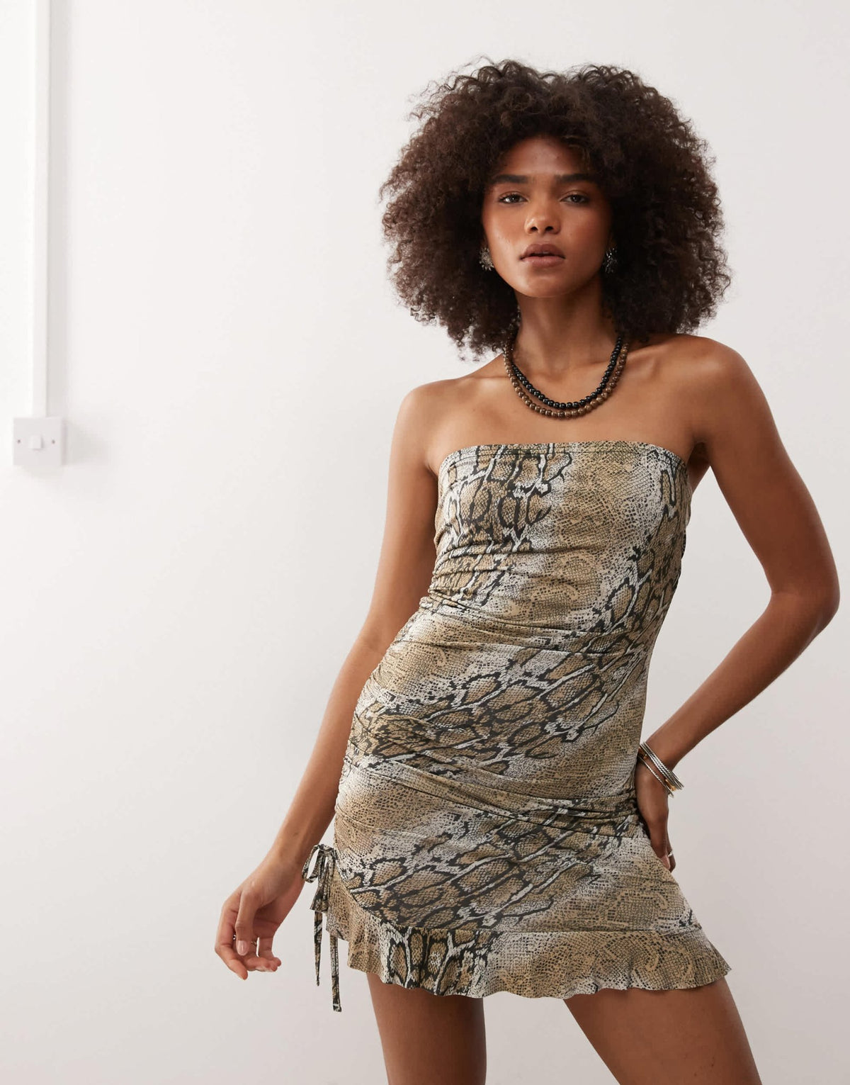 COLLUSION bandeau mini dress in snake print - ASOS Sample Sale