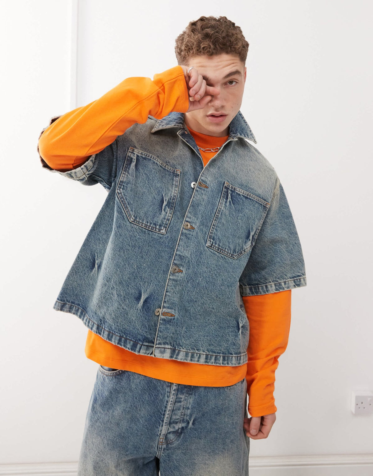 COLLUSION boxy denim shirt in smokey wash co-ord - ASOS Sample Sale