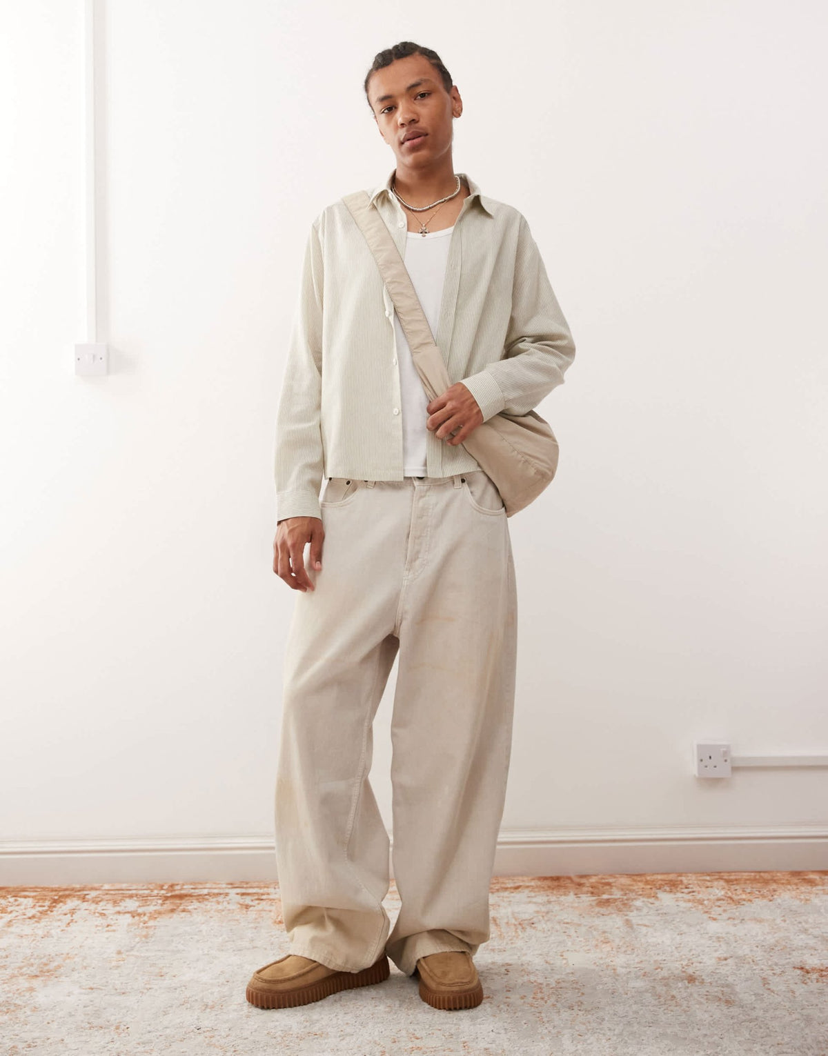 COLLUSION boxy striped shirt in green - ASOS Sample Sale