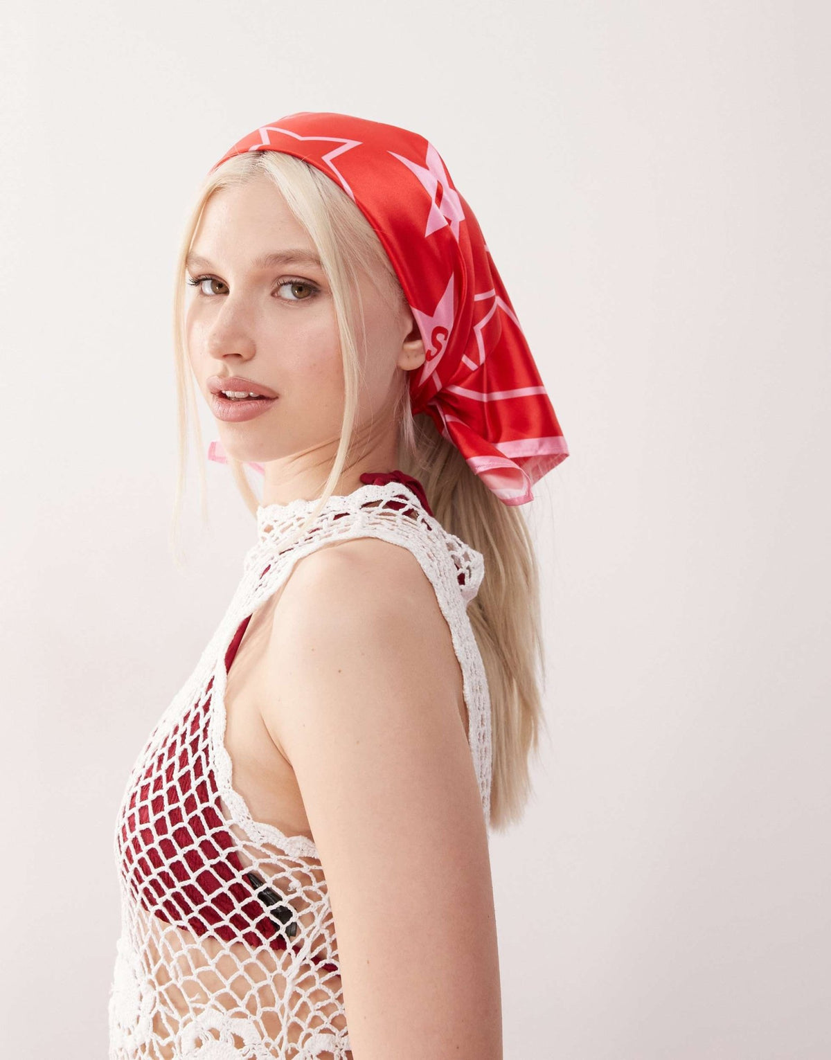 COLLUSION branded heart print headscarf in red - ASOS Sample Sale
