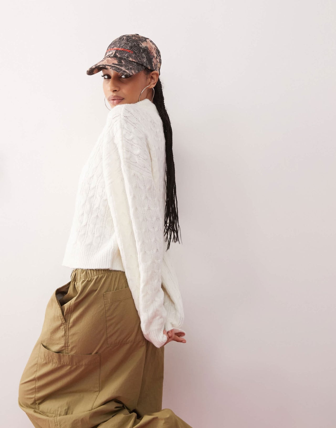 COLLUSION cable knit v - neck jumper in ecru - ASOS Sample Sale