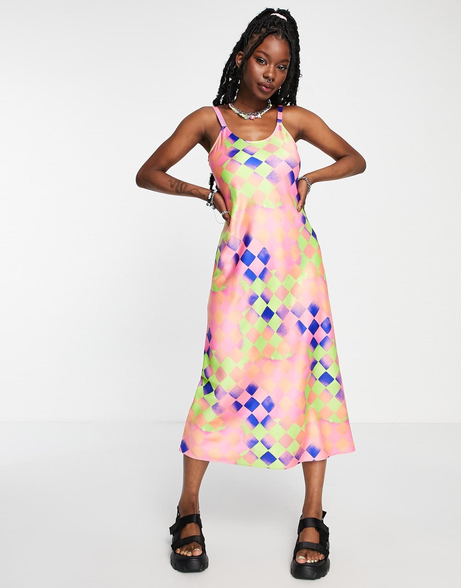 COLLUSION cami abstract printed maxi slip dress in multi - ASOS Sample Sale