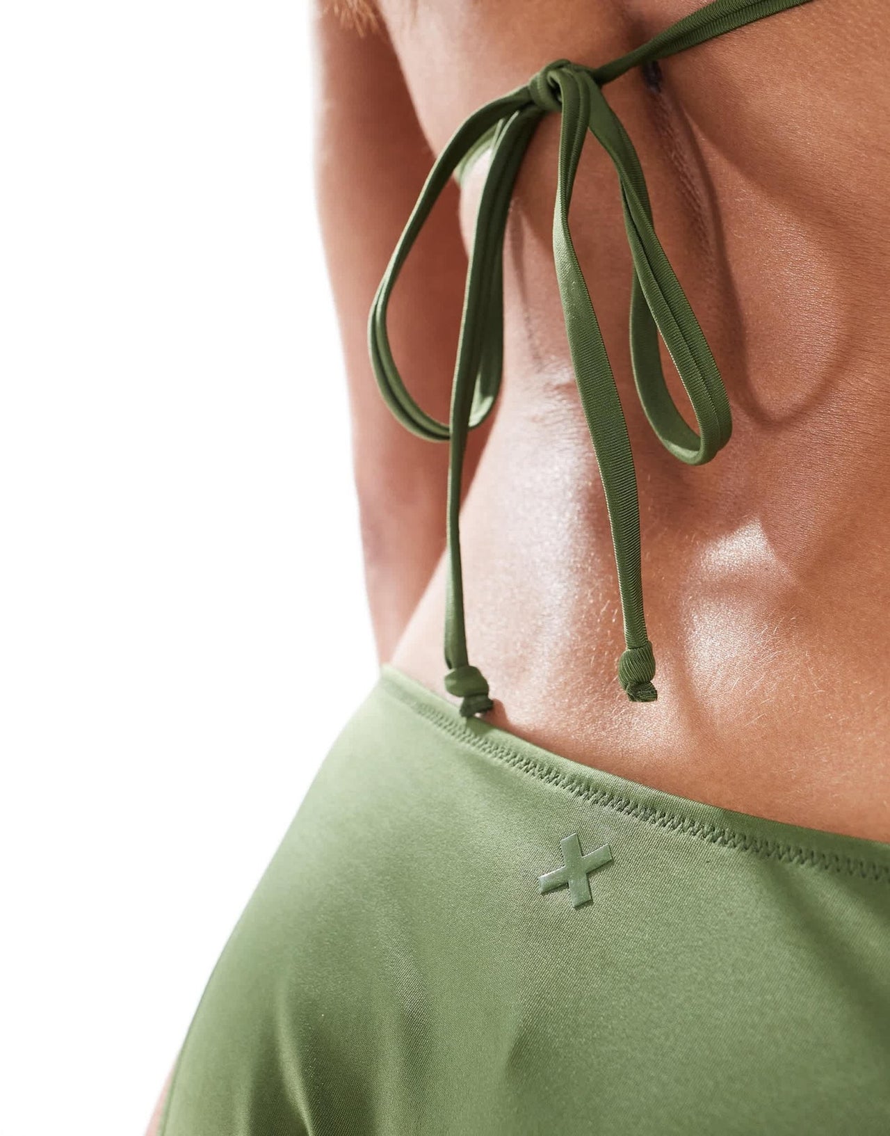 COLLUSION co - ord elevated tie side bikini bottom in green - ASOS Sample Sale