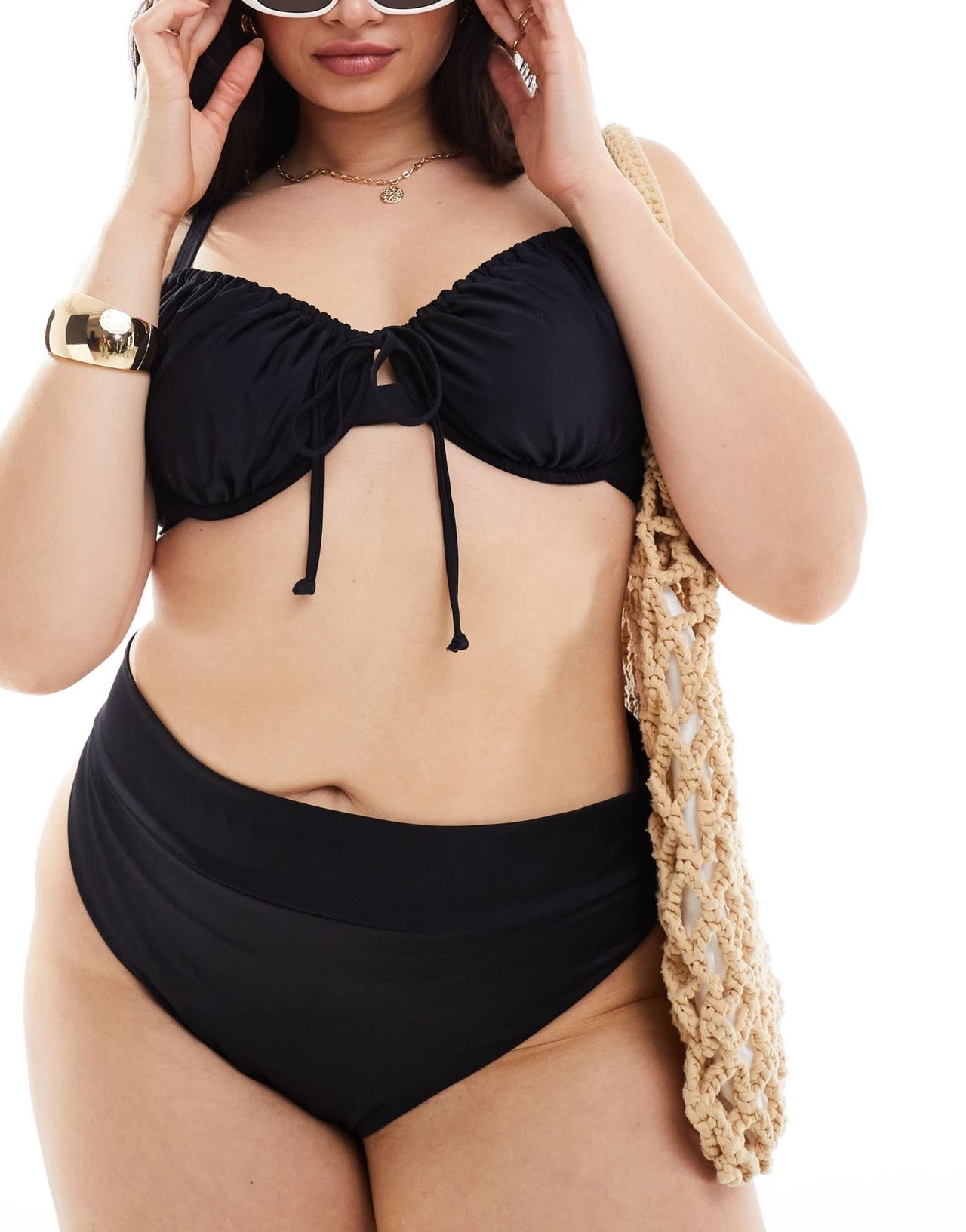 COLLUSION co - ord Plus high waisted bikini bottoms in black - ASOS Sample Sale