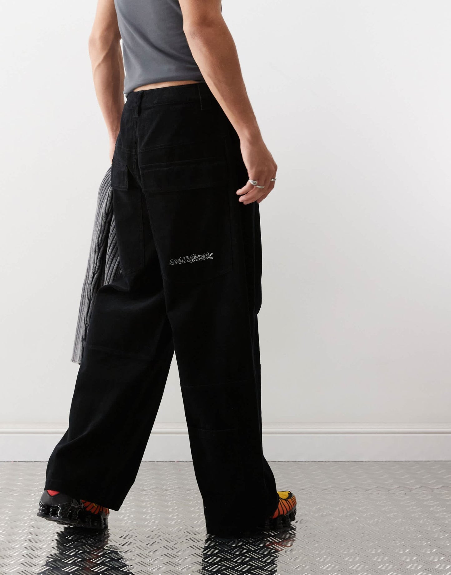 COLLUSION cord skater trousers in black - ASOS Sample Sale