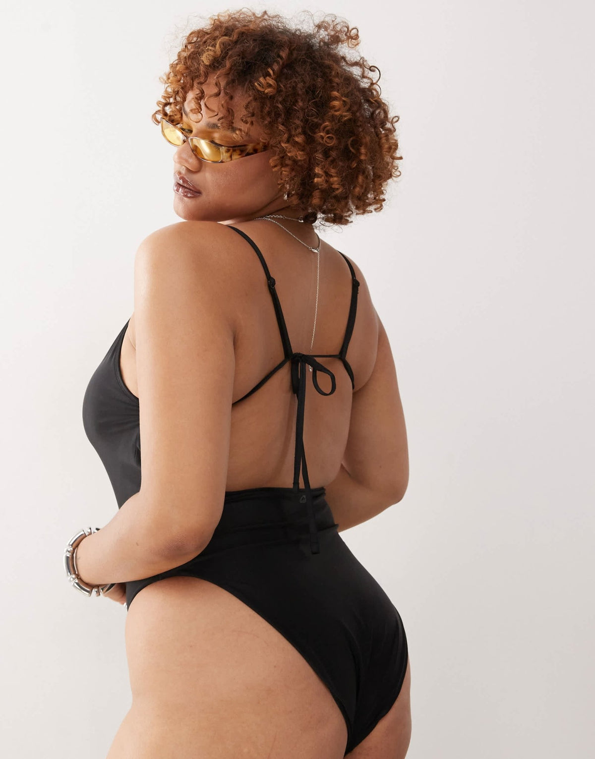 COLLUSION curve scoop back swimsuit in black - ASOS Sample Sale