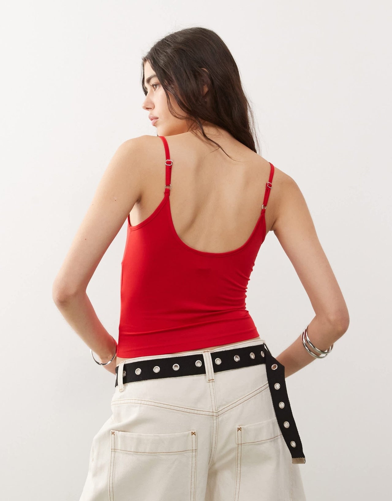 COLLUSION deep v cami in red - ASOS Sample Sale