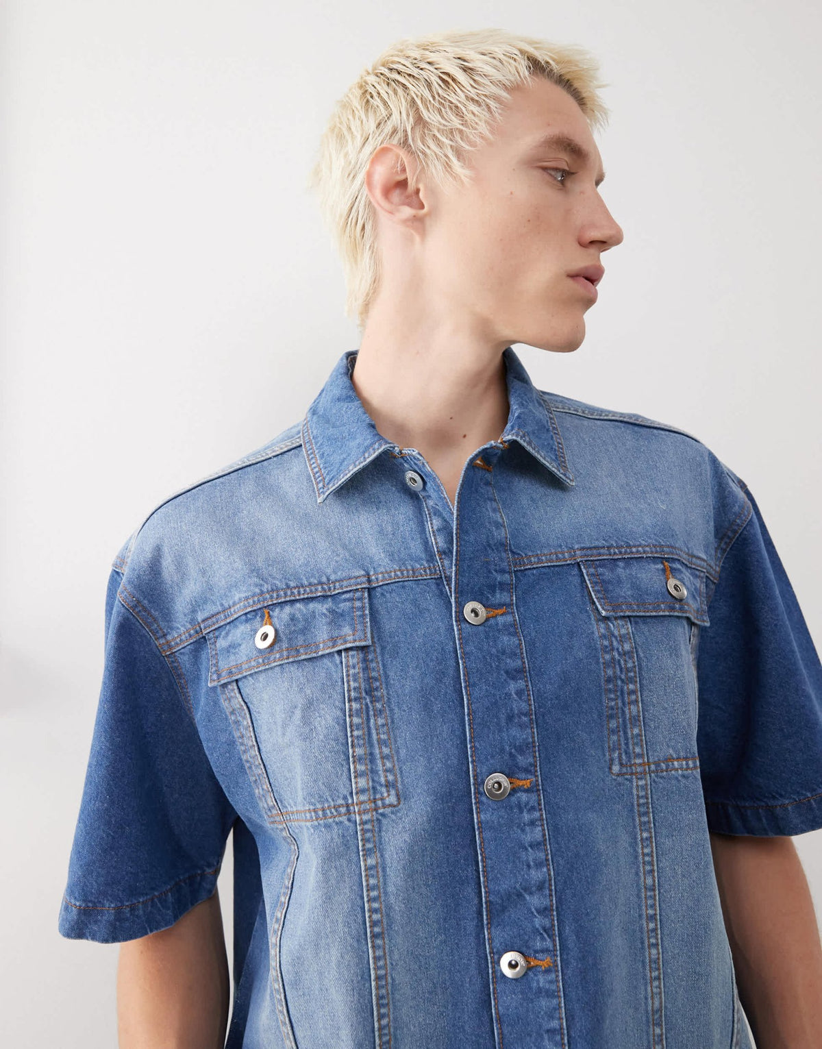 COLLUSION denim boxy shirt in mid wash - ASOS Sample Sale