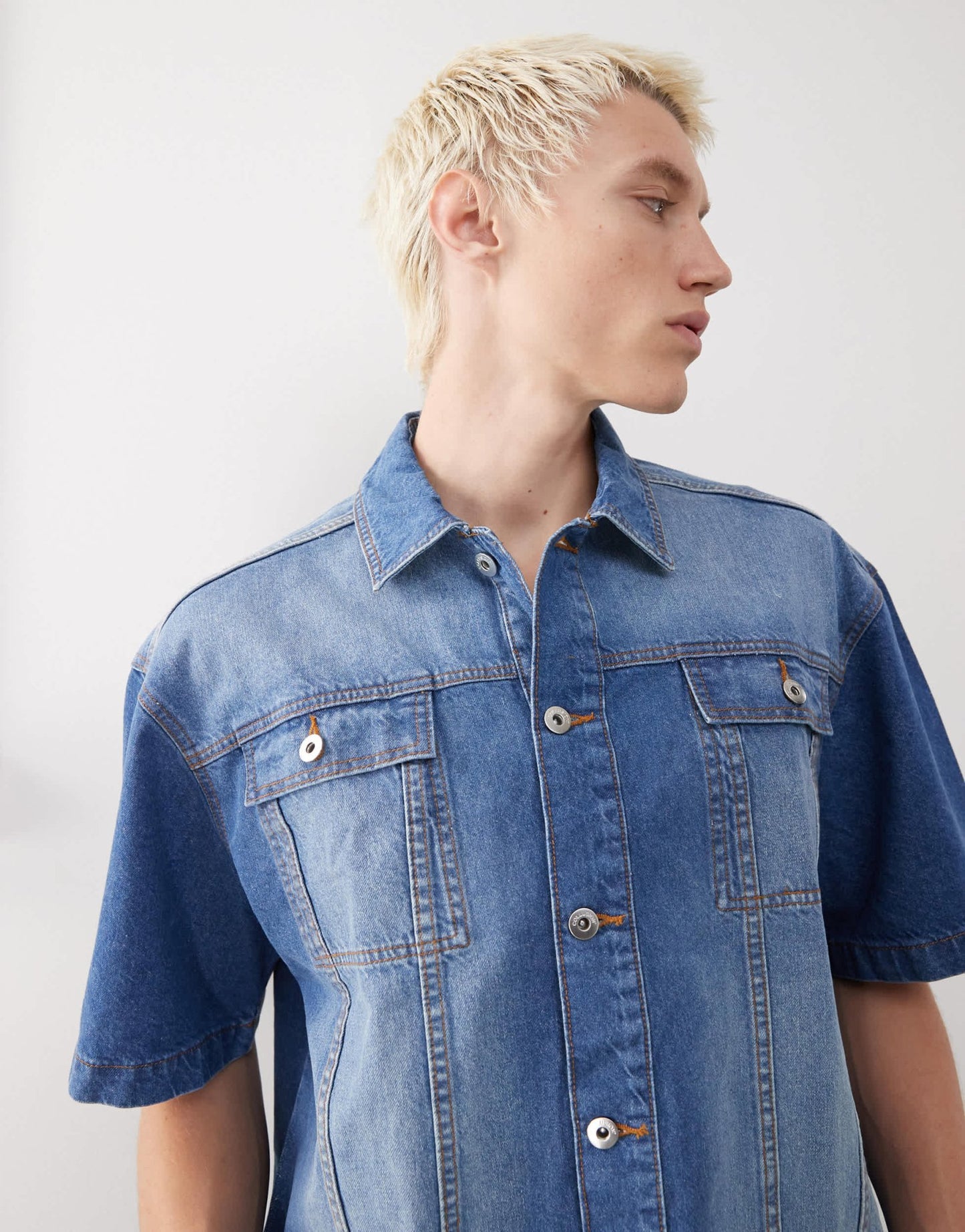 COLLUSION denim boxy shirt in mid wash - ASOS Sample Sale