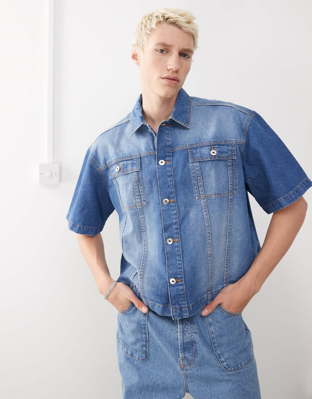 COLLUSION denim boxy shirt in mid wash - ASOS Sample Sale