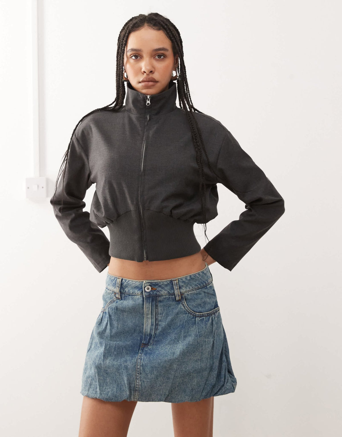 COLLUSION denim low rise mini skirt in light wash - ASOS Sample Sale