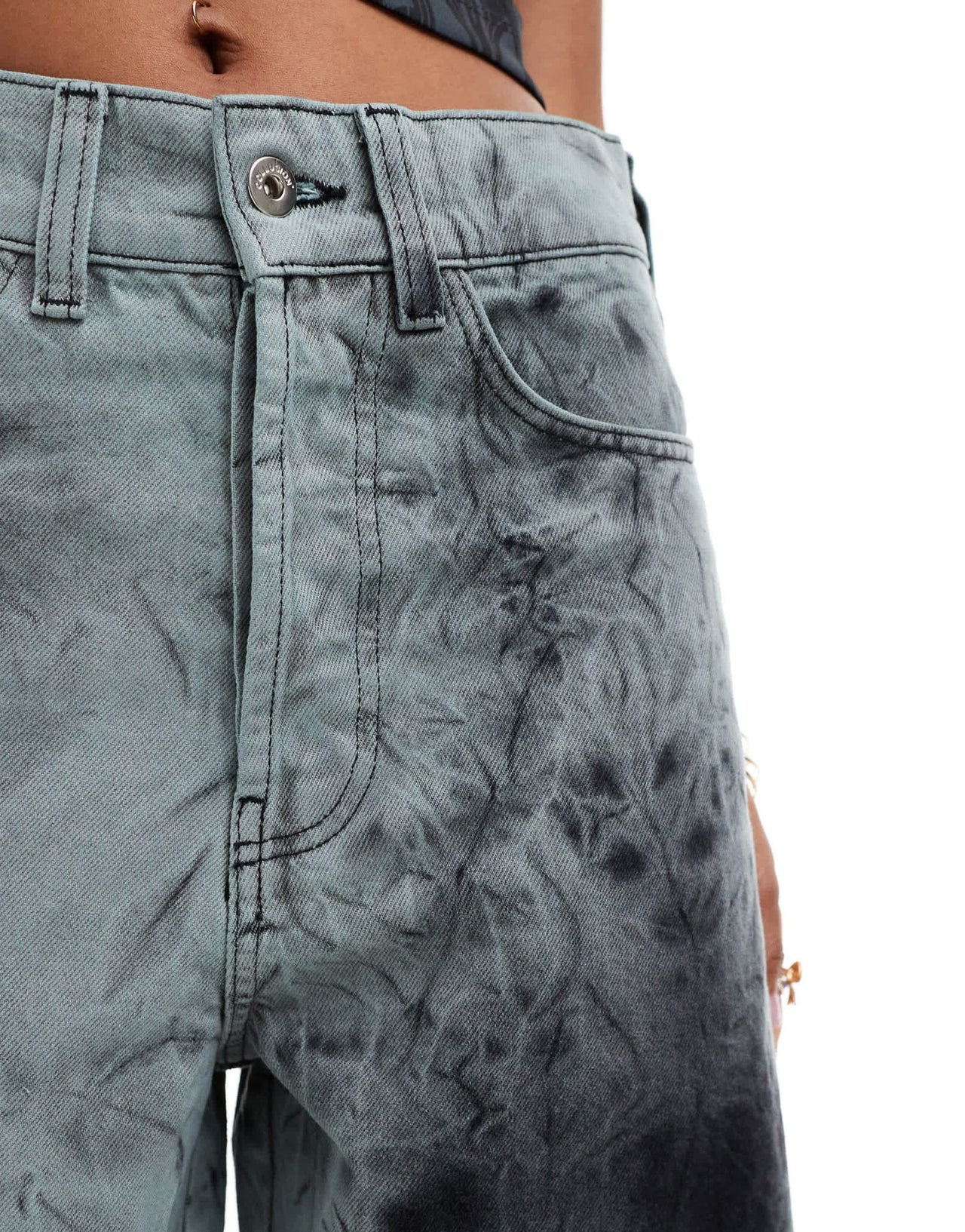 COLLUSION denim skater festival jorts in black tie dye - ASOS Sample Sale