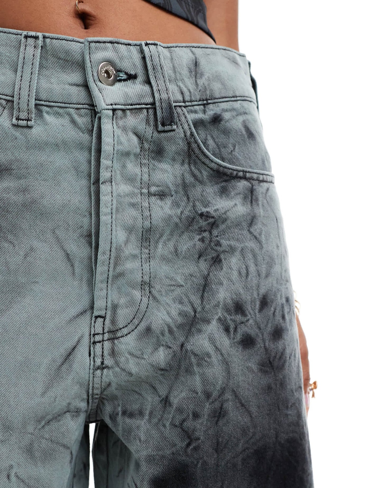 COLLUSION denim skater festival jorts in black tie dye - ASOS Sample Sale