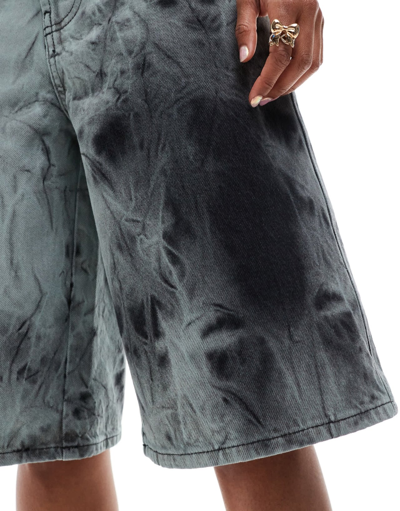 COLLUSION denim skater festival jorts in black tie dye - ASOS Sample Sale