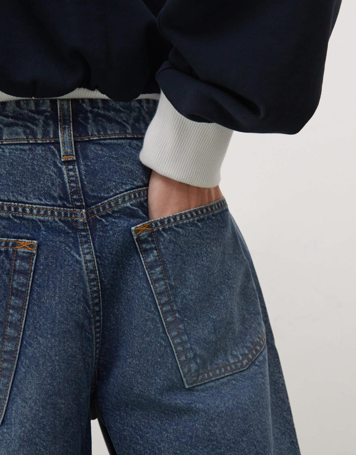 COLLUSION Denim X004 mid rise shorts in midwash - MBLUE - ASOS Sample Sale
