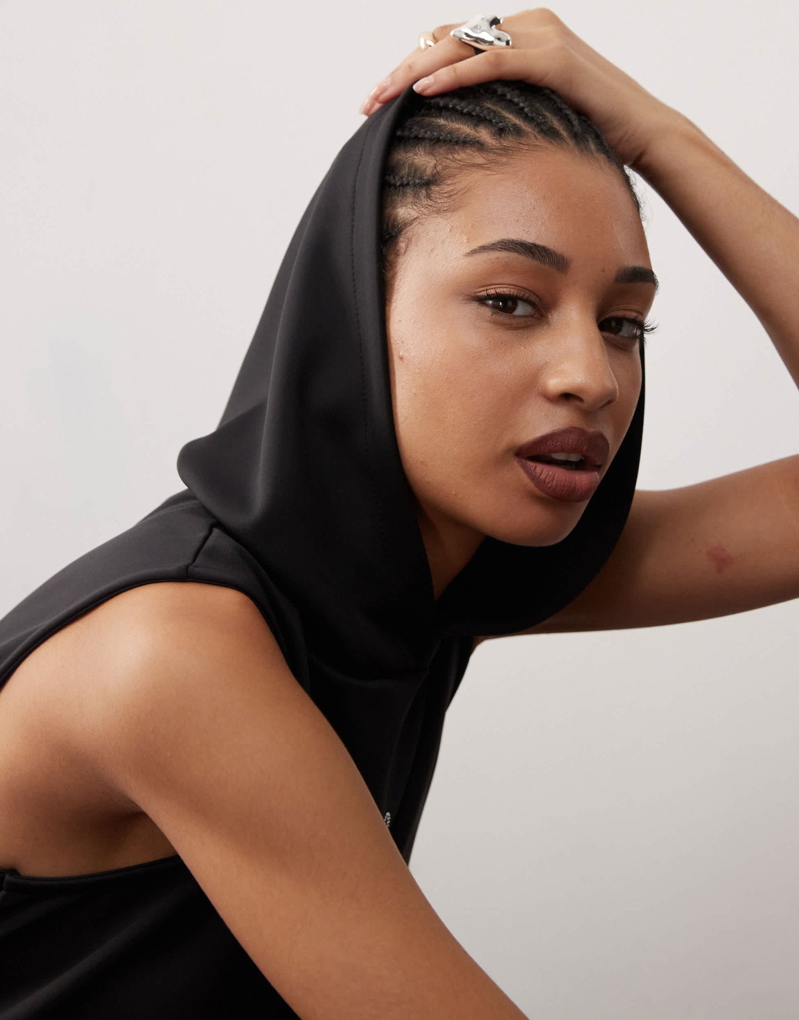 COLLUSION drop waist bodycon volume skirt mini hooded dress with hotfix - ASOS Sample Sale
