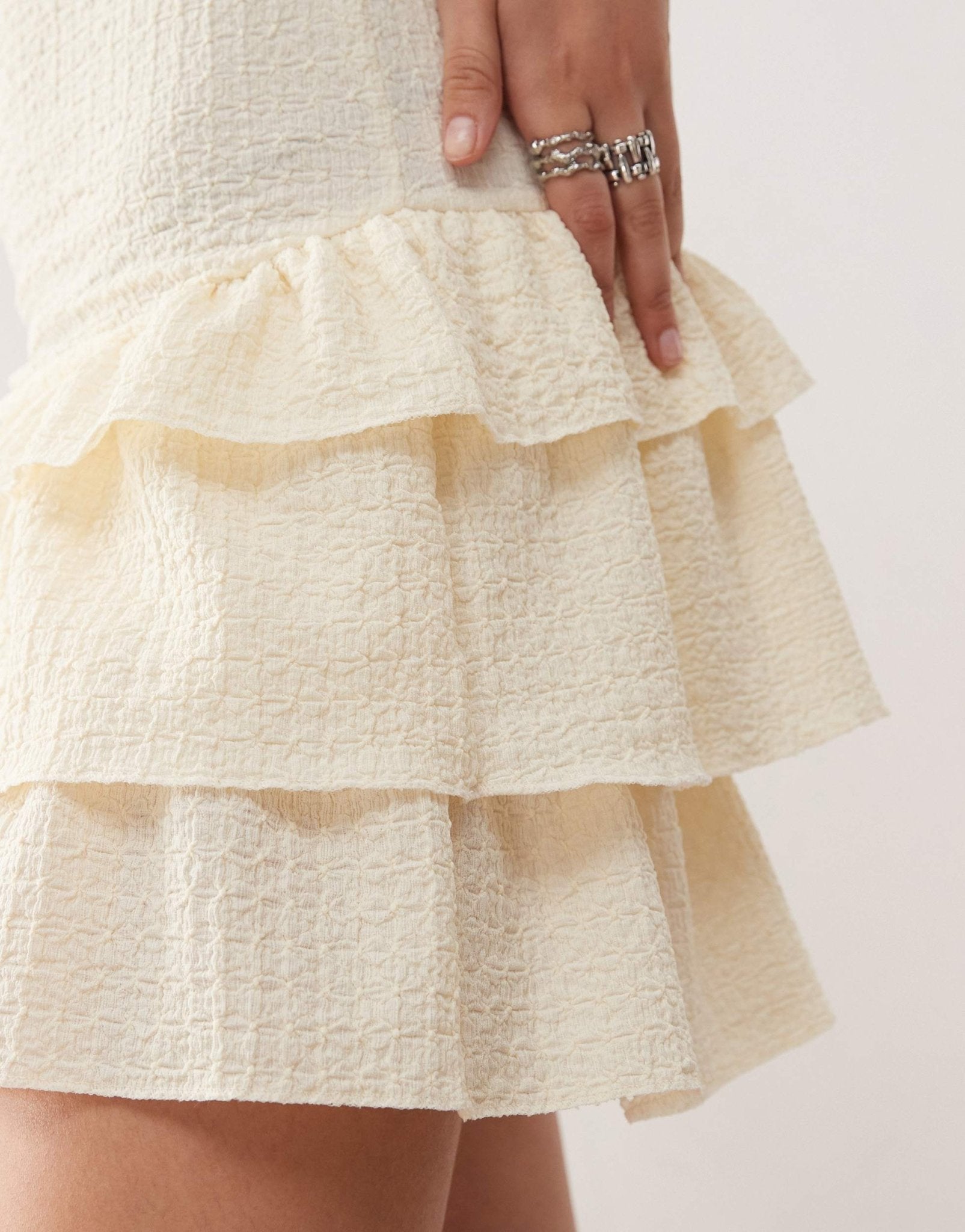 COLLUSION drop waist micro mini dress in white texture - ASOS Sample Sale
