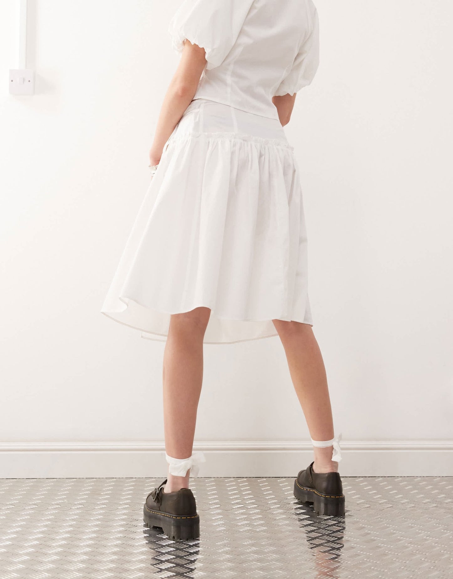 COLLUSION drop waist poplin skirt co-ord in white - ASOS Sample Sale