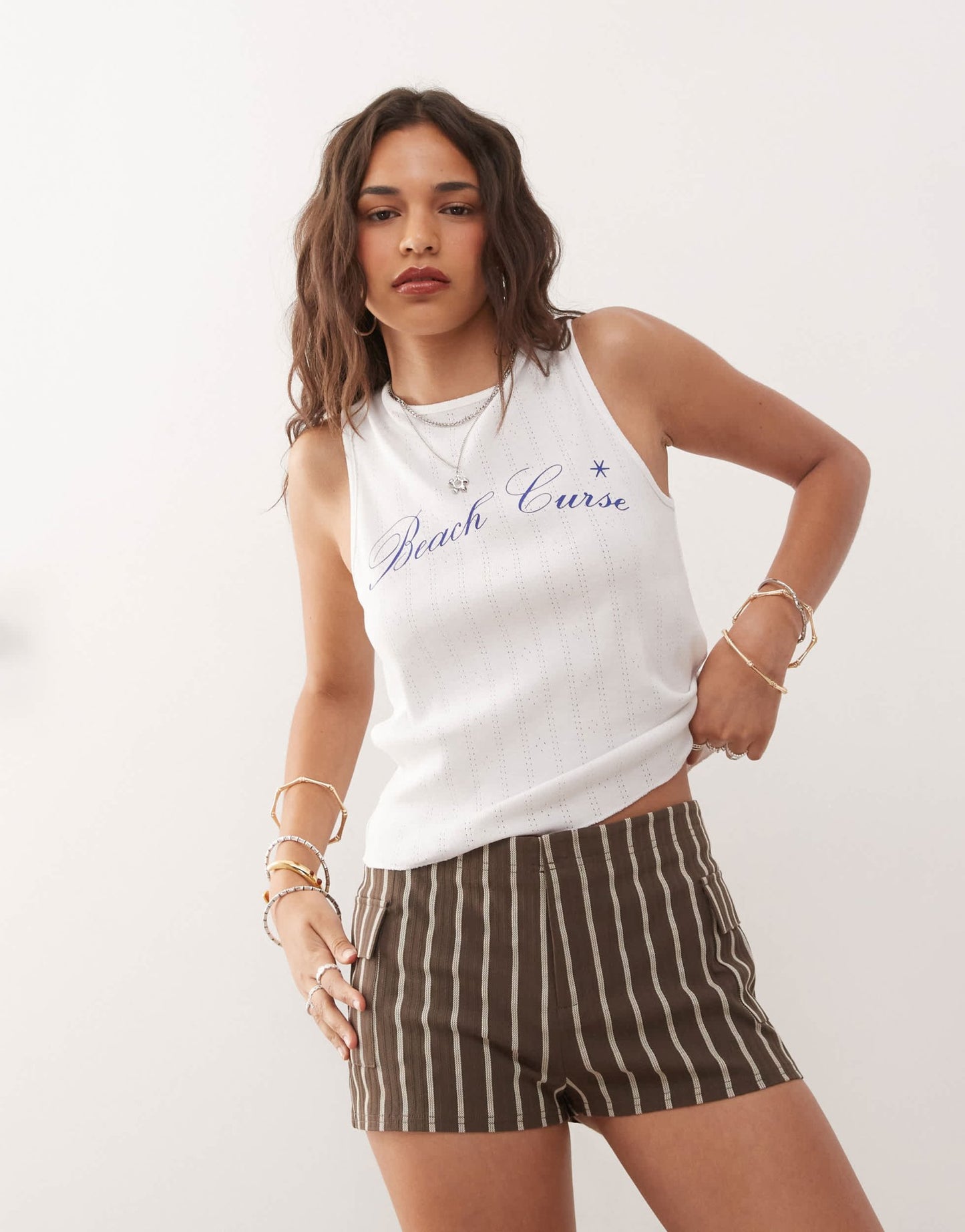 COLLUSION festival micro short in brown strip - ASOS Sample Sale