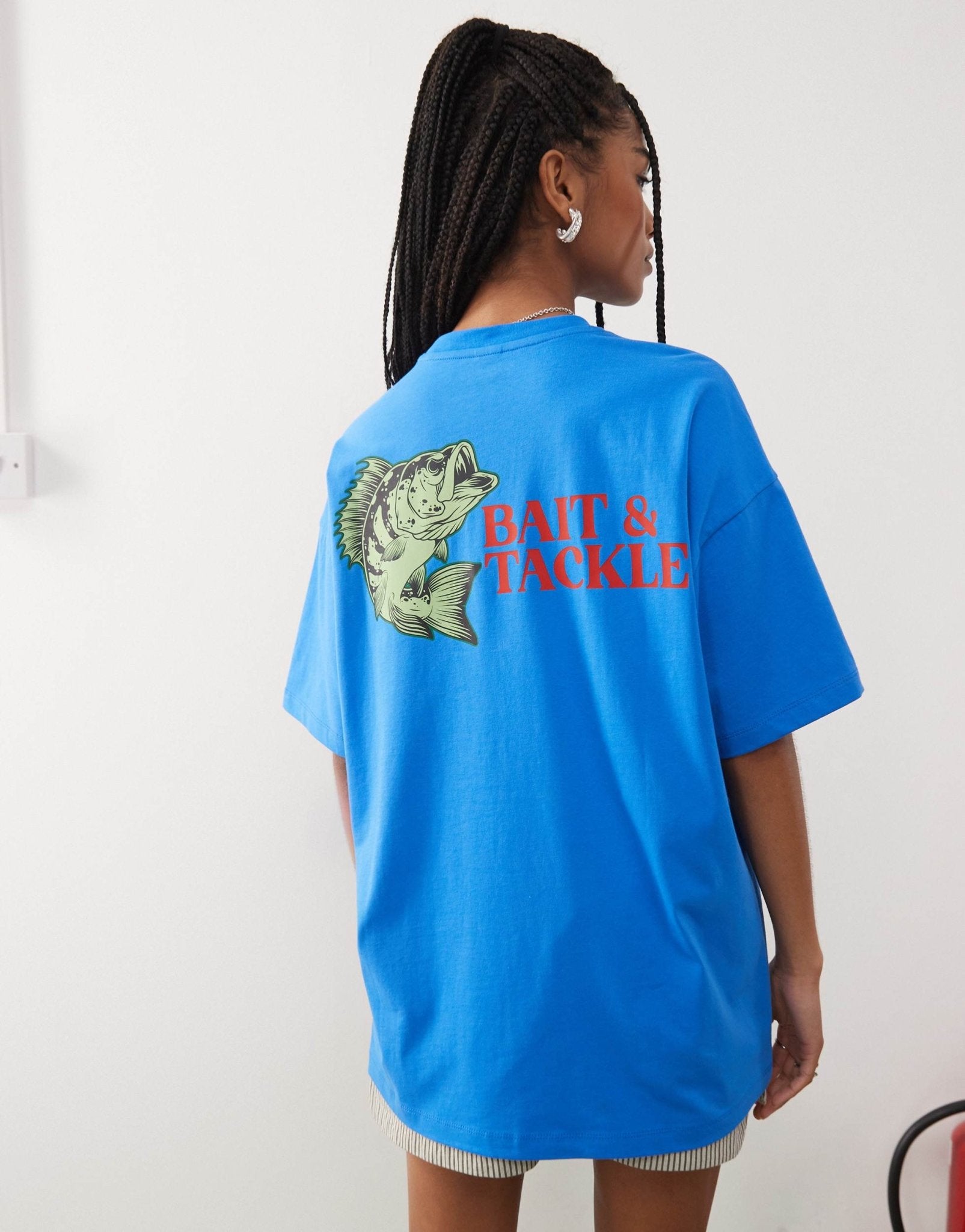 COLLUSION fish print graphic t shirt in blue - ASOS Sample Sale
