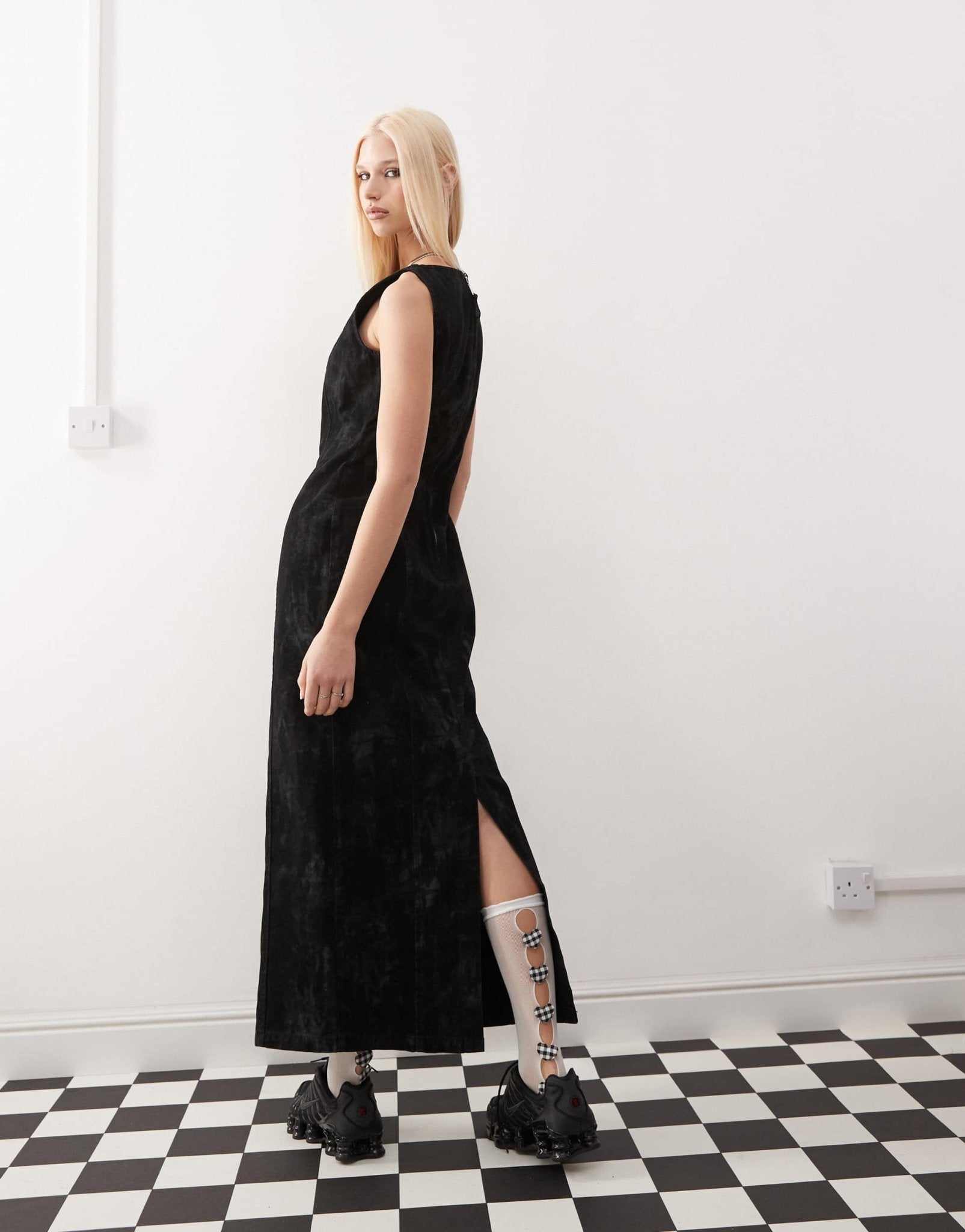 COLLUSION flocked denim midi dress in camo print - ASOS Sample Sale