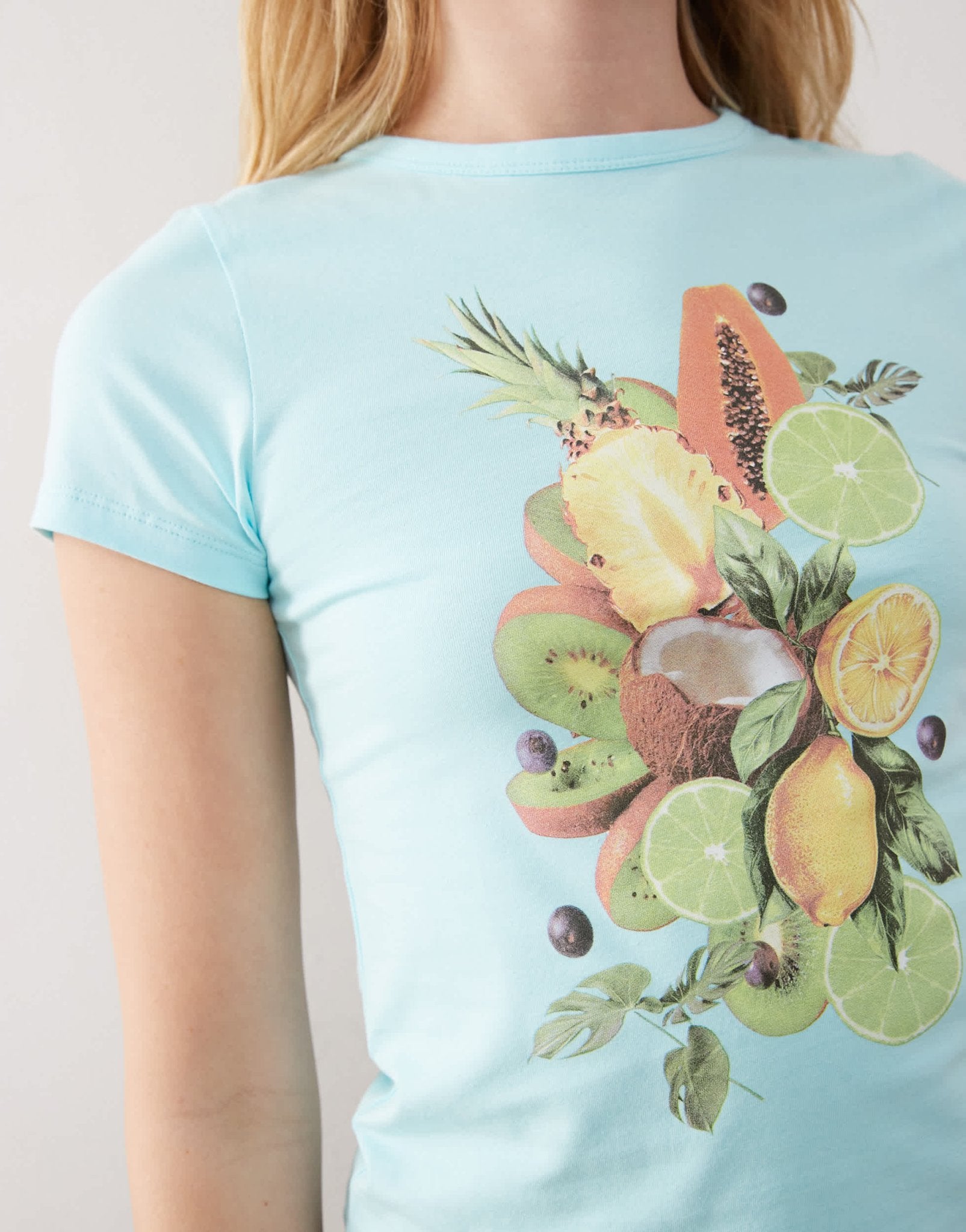 COLLUSION fruit print baby tee in blue - ASOS Sample Sale