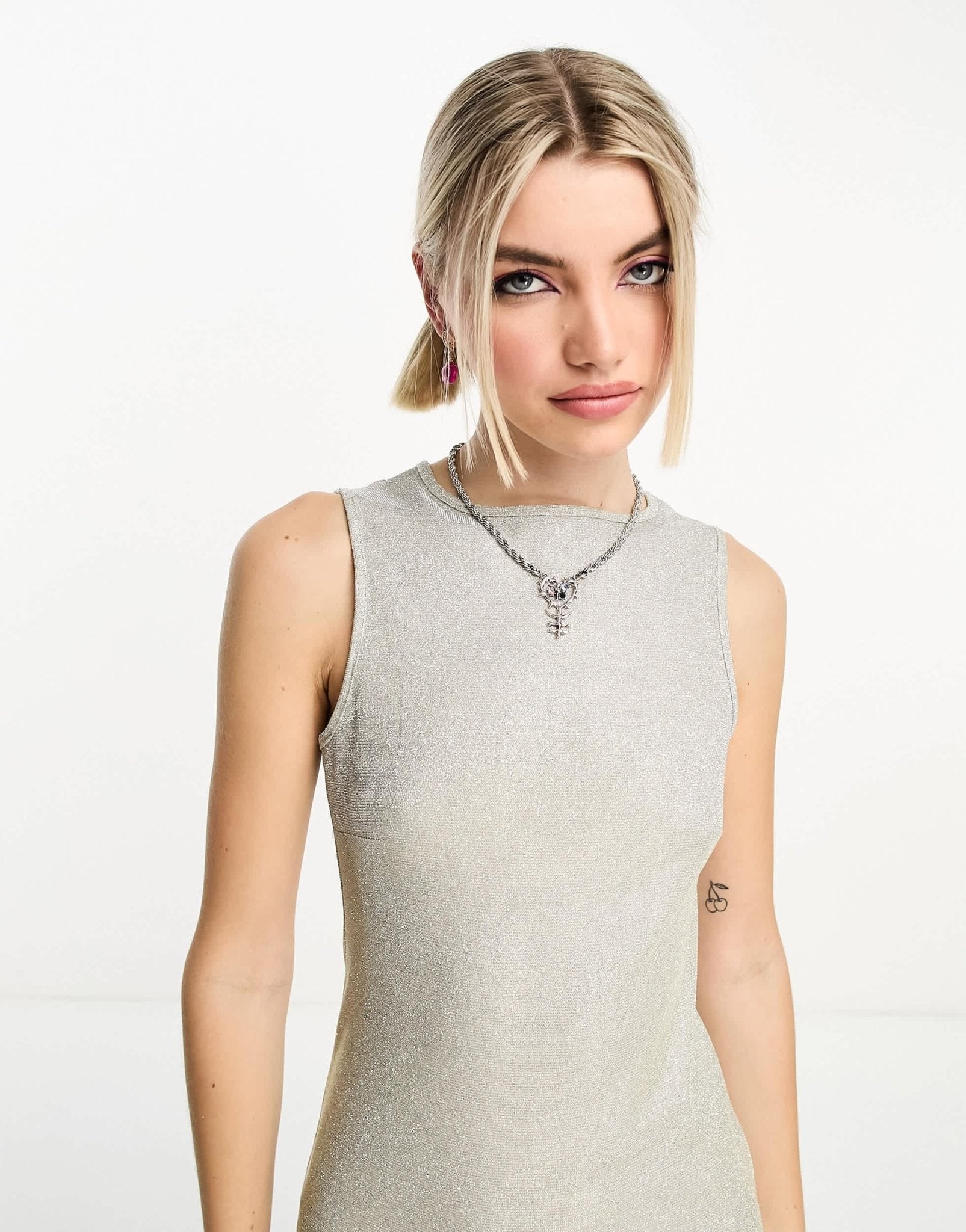 COLLUSION glitter vest mini dress in silver - ASOS Sample Sale