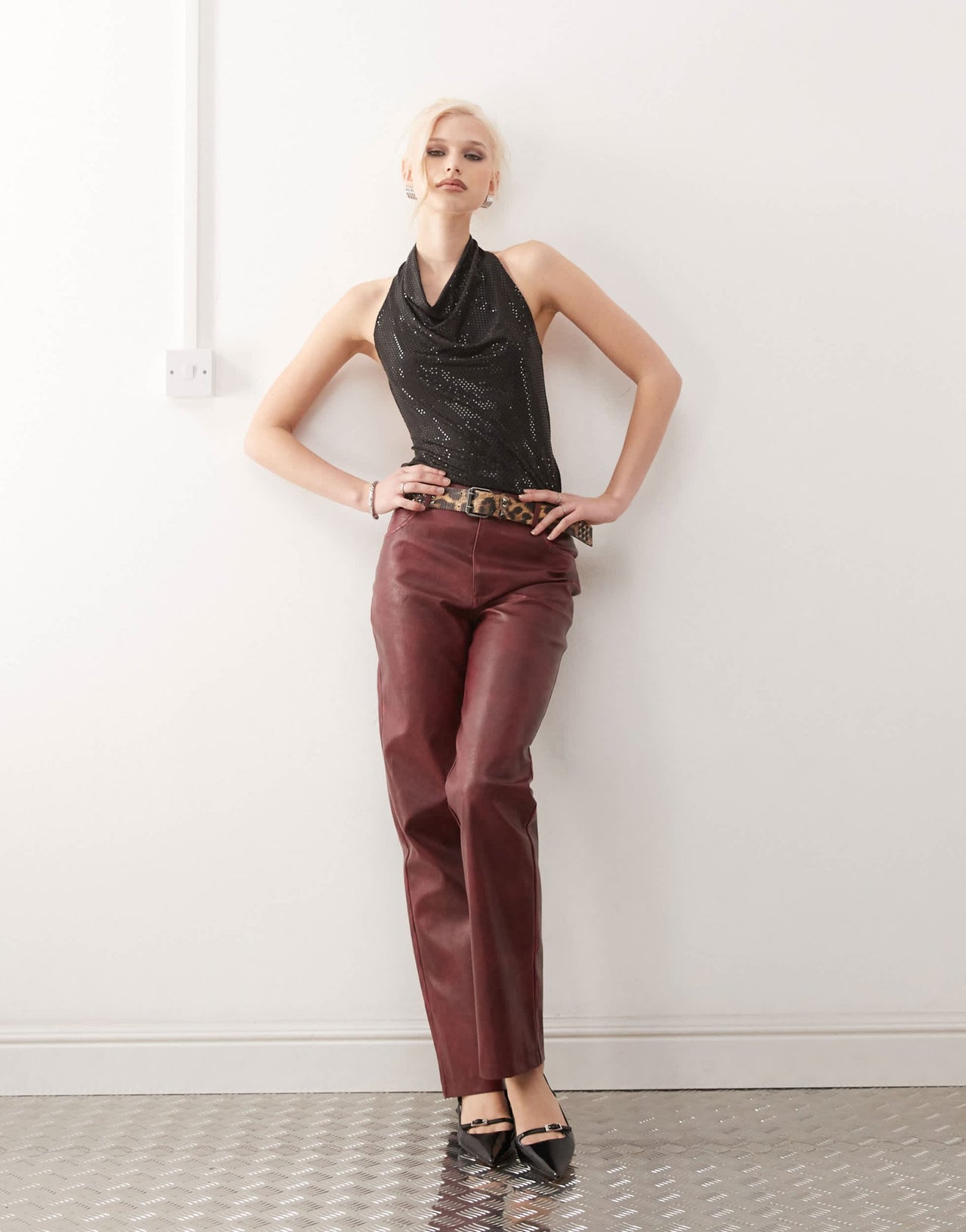 COLLUSION halter neck backless top in retro sequin in black - ASOS Sample Sale