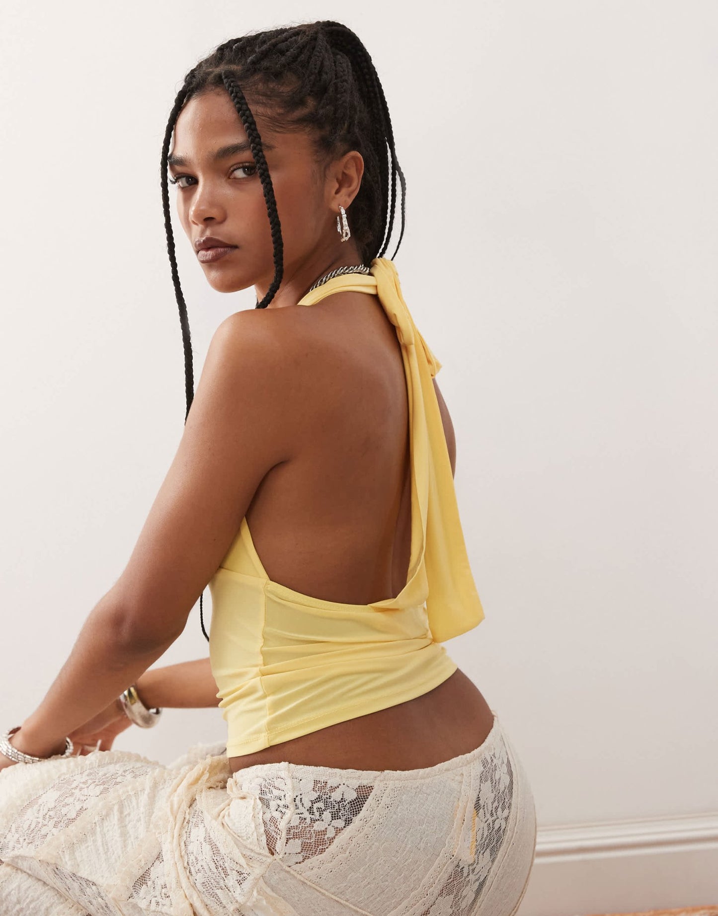 COLLUSION halter top in buttermilk yellow - ASOS Sample Sale