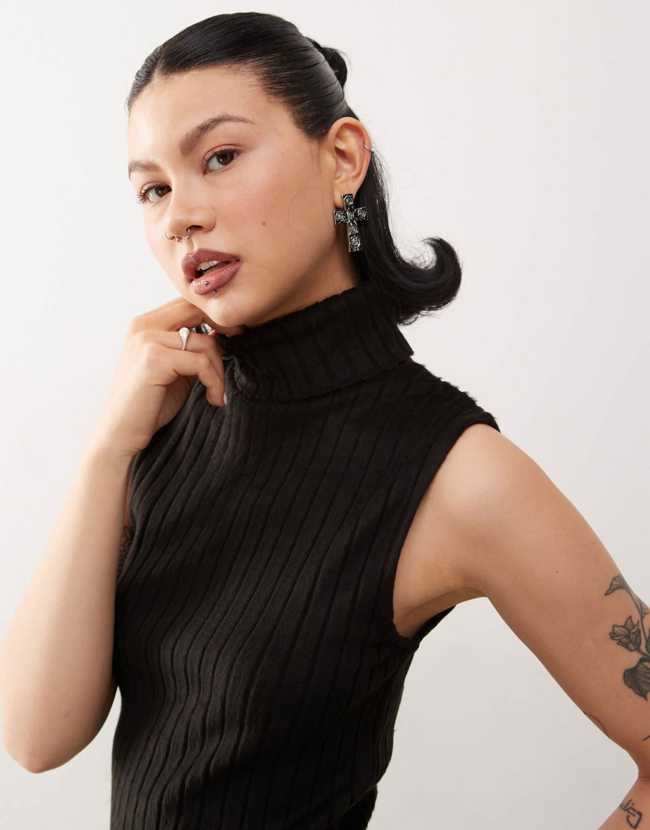 COLLUSION high neck roll fluffy retro top - ASOS Sample Sale