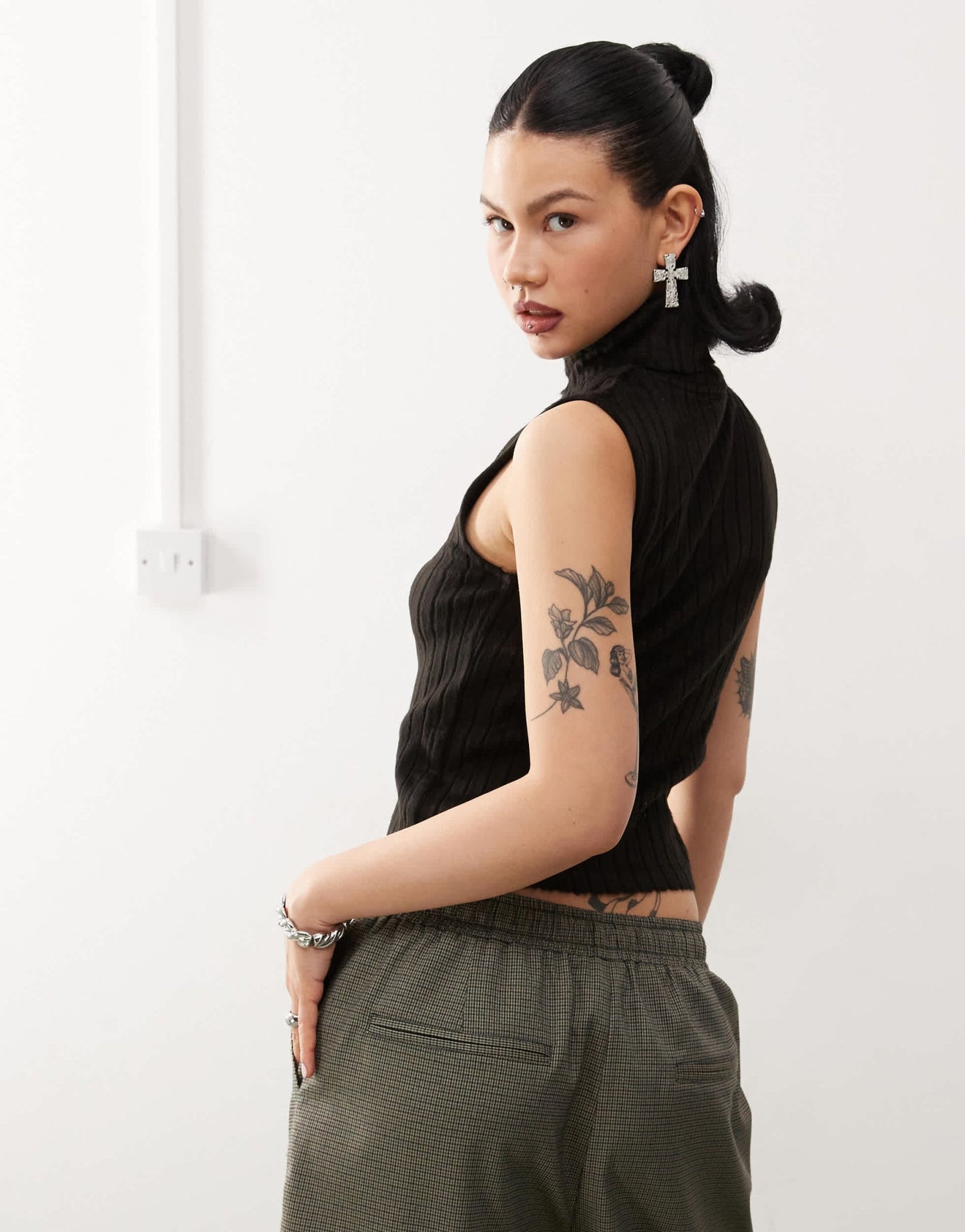 COLLUSION high neck roll fluffy retro top - ASOS Sample Sale