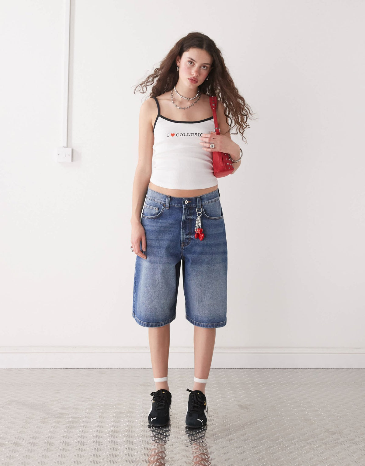 COLLUSION 'I LOVE COLLUSION' cami rib top in white - ASOS Sample Sale
