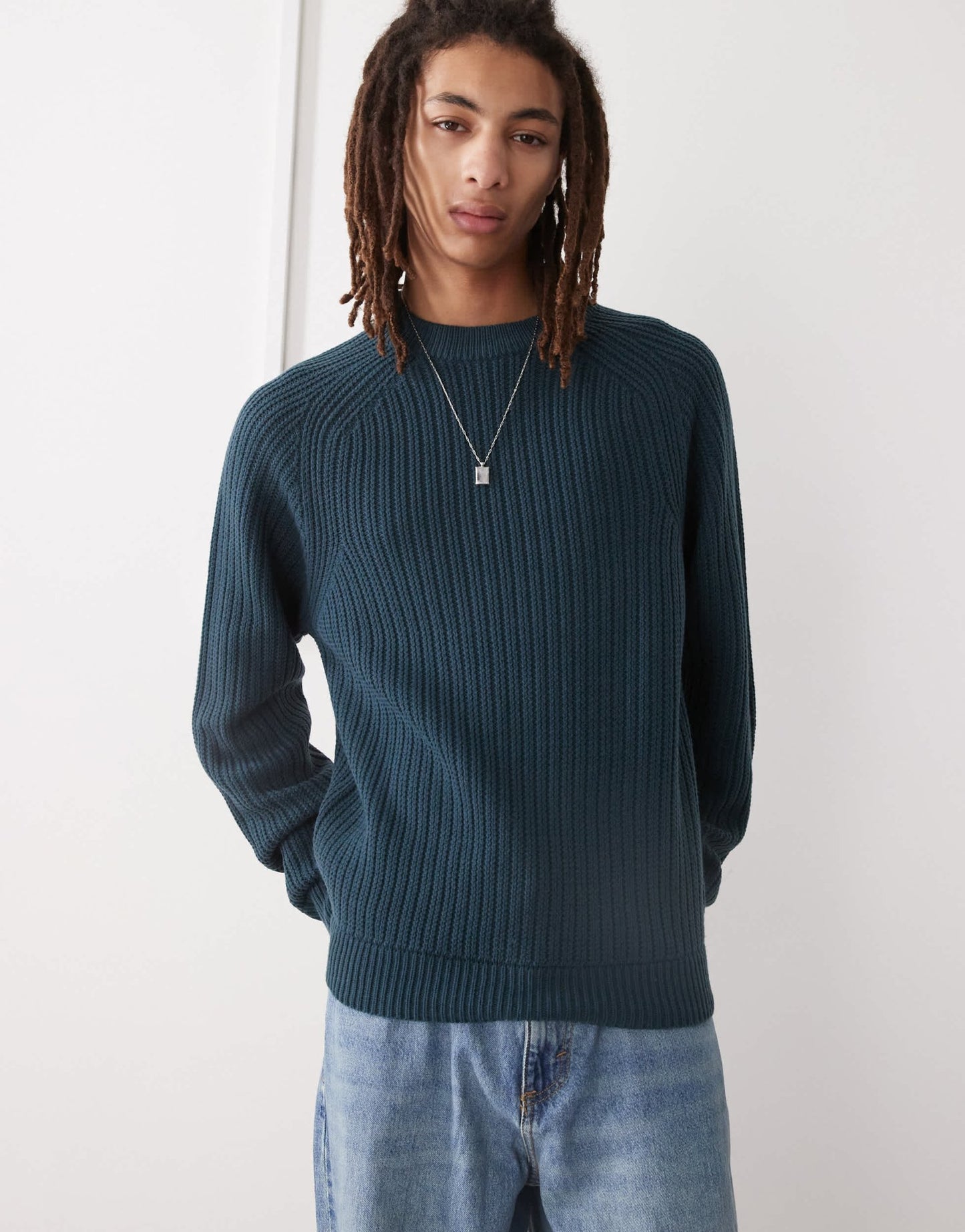 COLLUSION knitted crew neck jumper in navy - ASOS Sample Sale