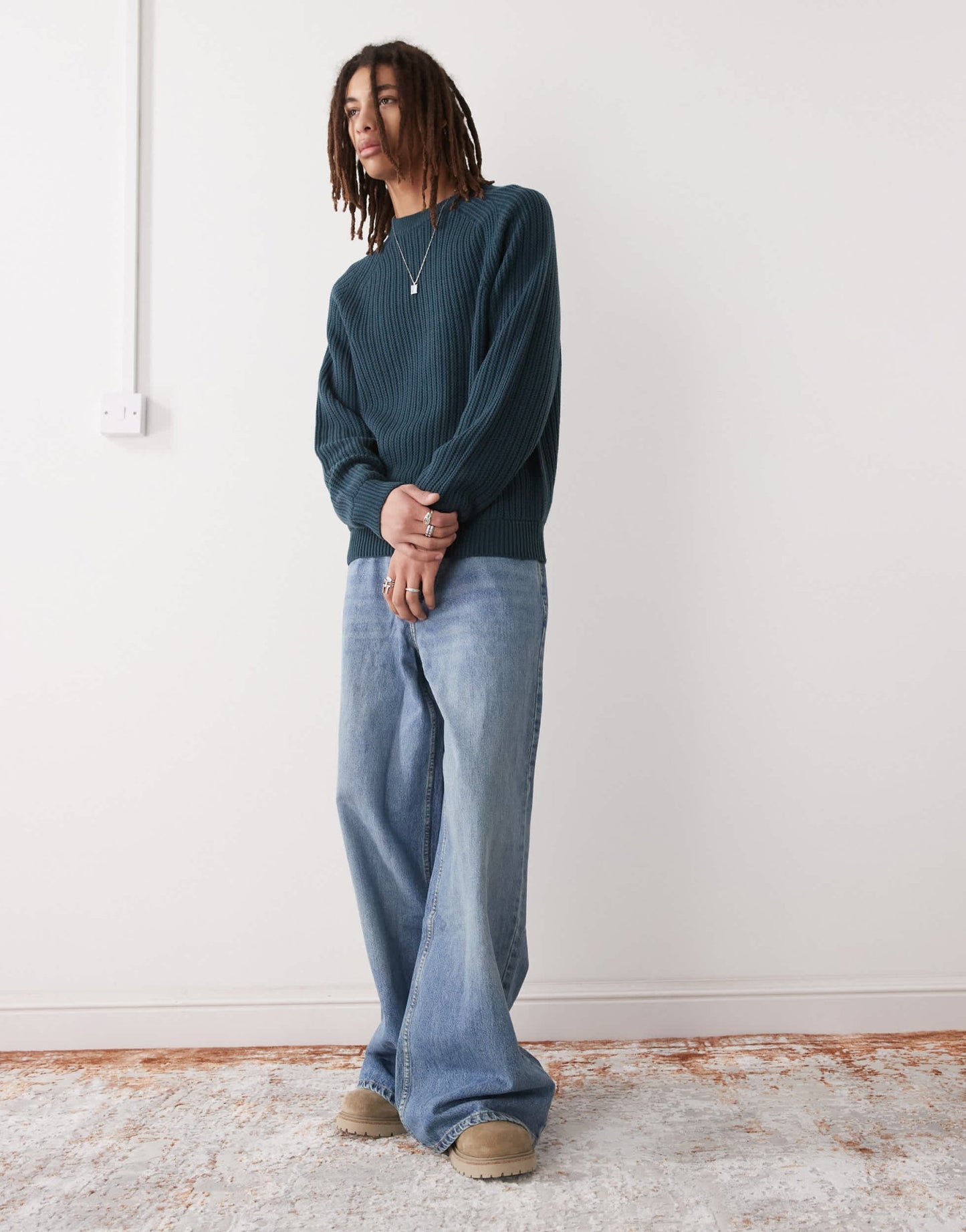 COLLUSION knitted crew neck jumper in navy - ASOS Sample Sale