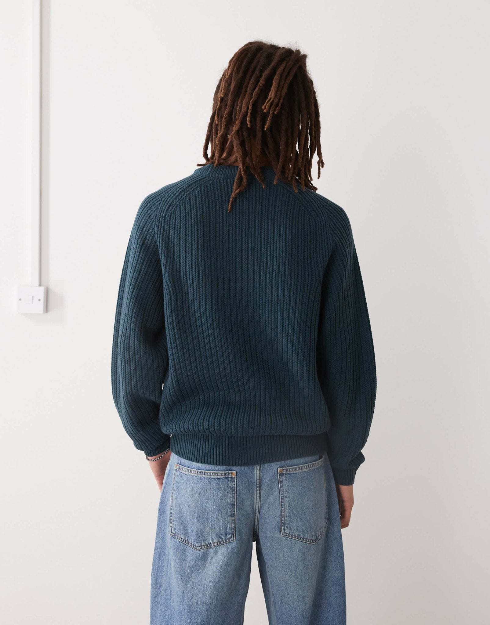 COLLUSION knitted crew neck jumper in navy - ASOS Sample Sale