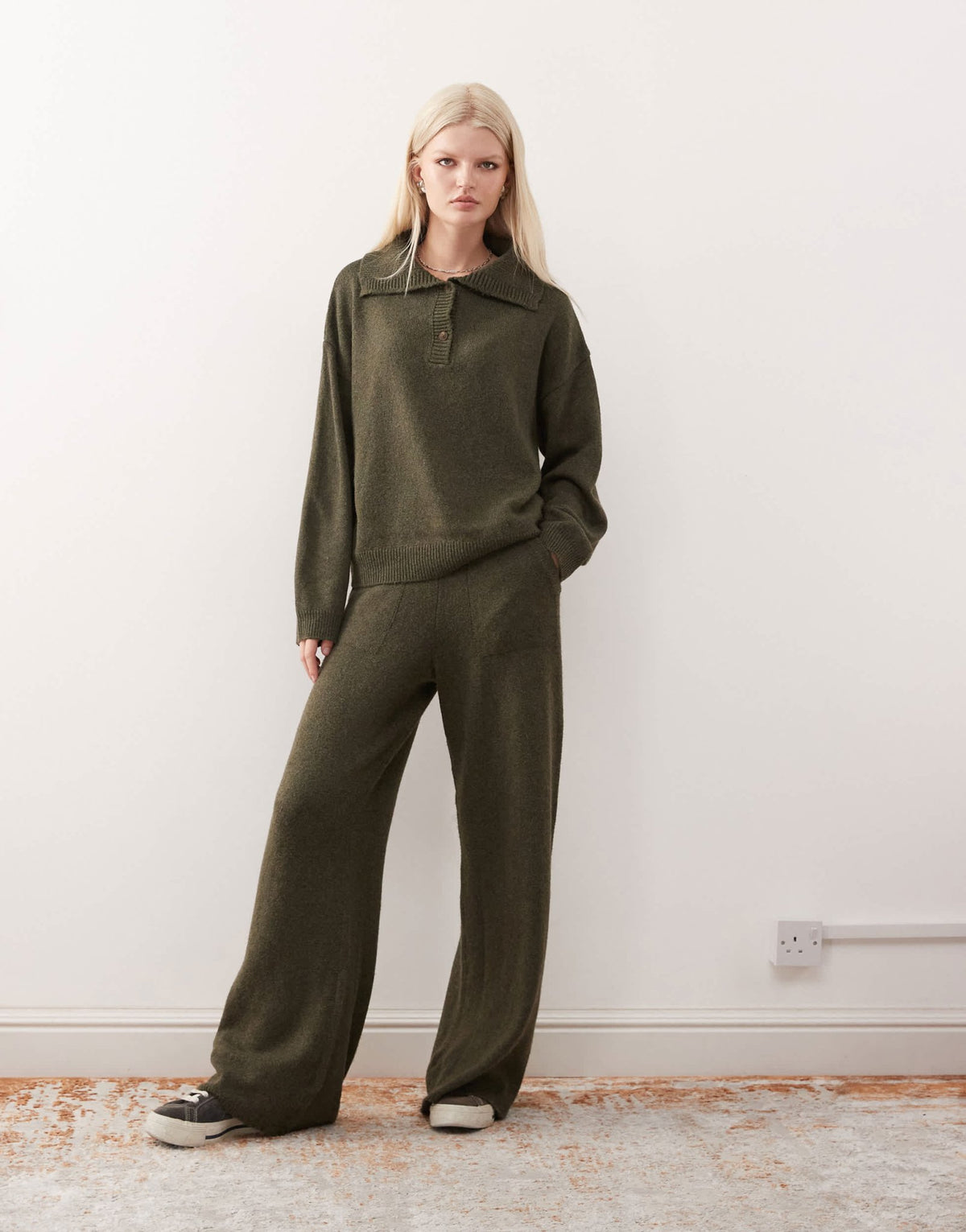 COLLUSION knitted oversized jogger co-ord in khaki - ASOS Sample Sale