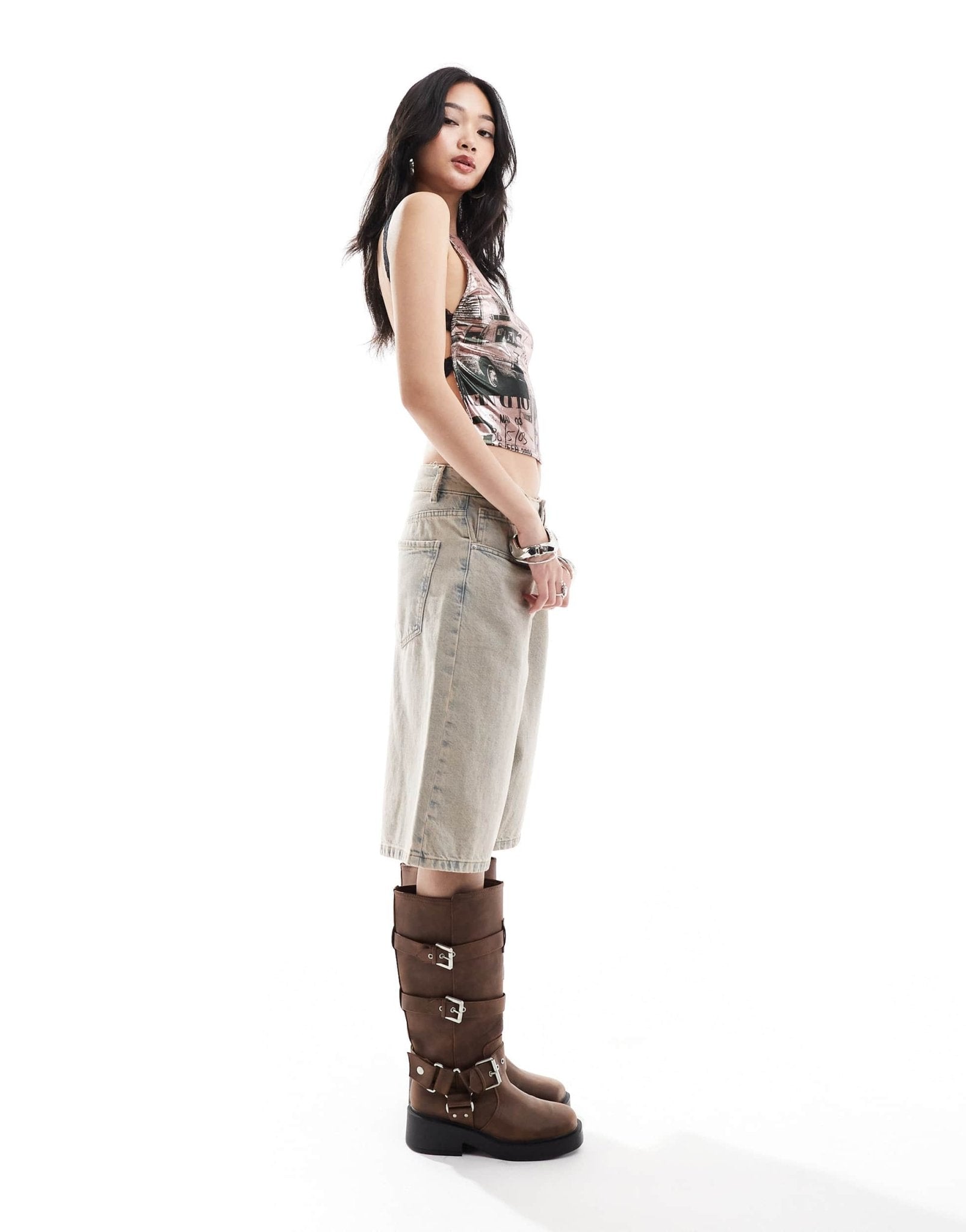 COLLUSION lame printed square neck vest in pink - ASOS Sample Sale