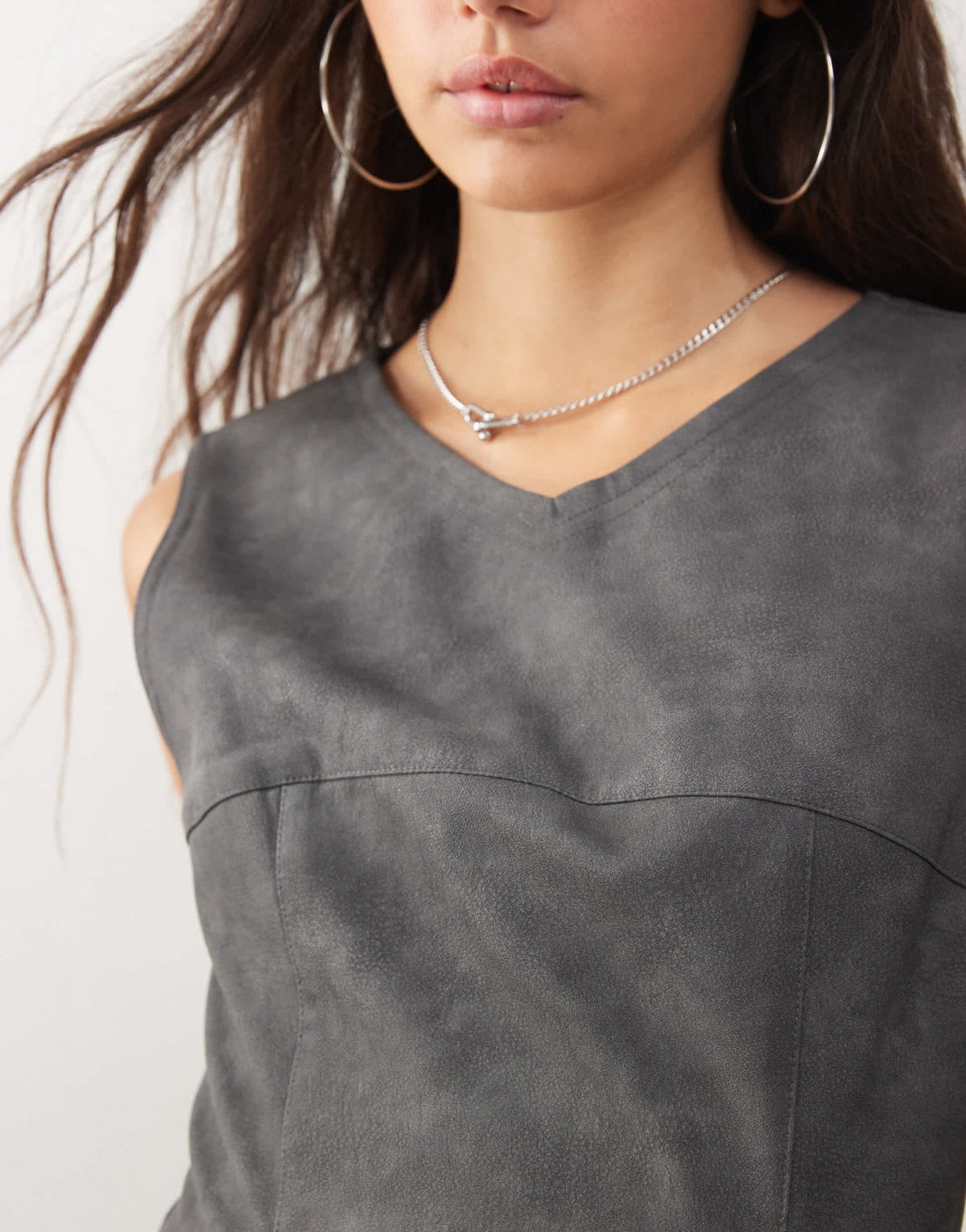 COLLUSION leather look mini dress with seam detail in washed black - ASOS Sample Sale