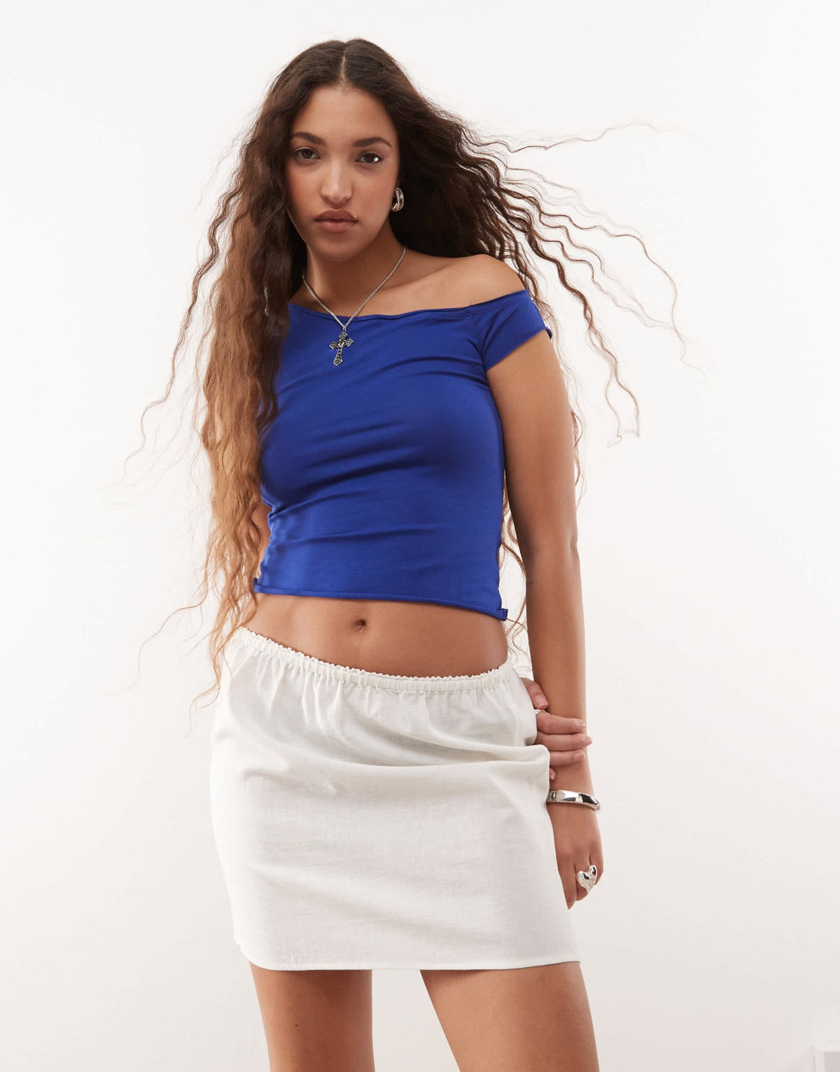 COLLUSION linen look a-line mini skirt - IVORY - ASOS Sample Sale