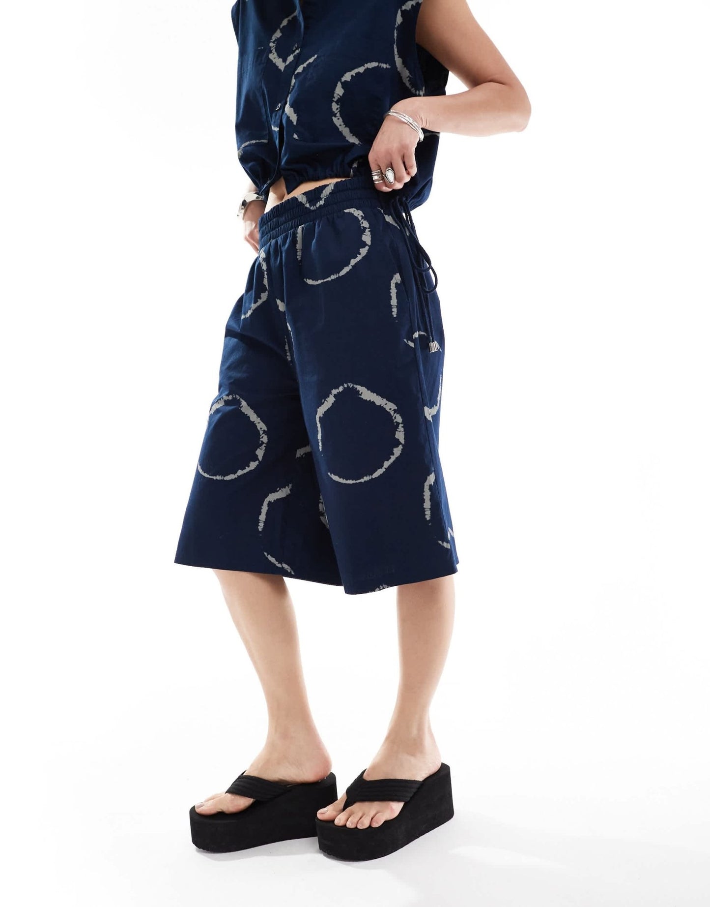 COLLUSION long line boxer short co ord in blue tie dye print - ASOS Sample Sale