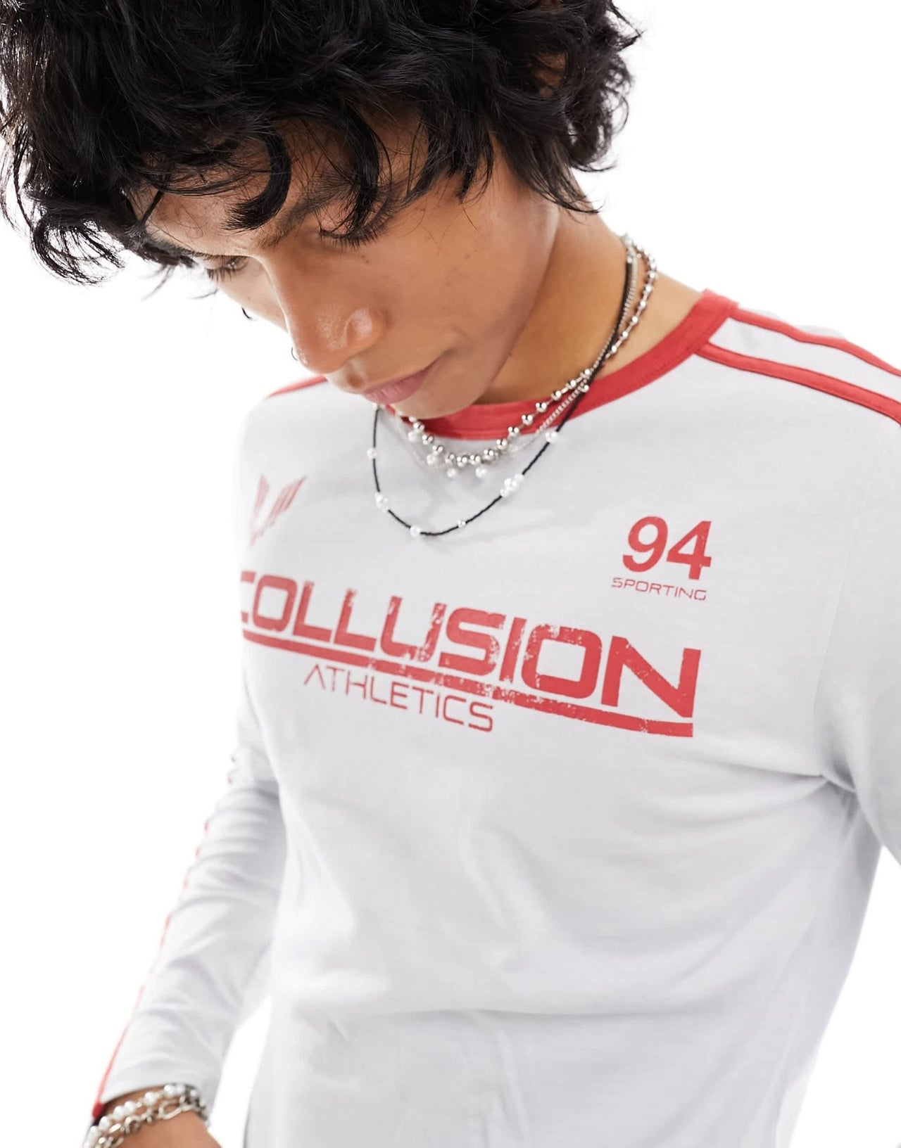COLLUSION long sleeve logo slim fit football athletic t-shirt in grey - ASOS Sample Sale