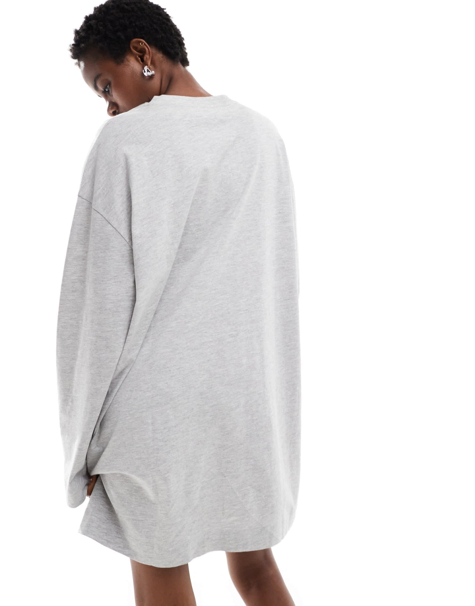COLLUSION long sleeve v - neck t-shirt dress in grey marl - ASOS Sample Sale