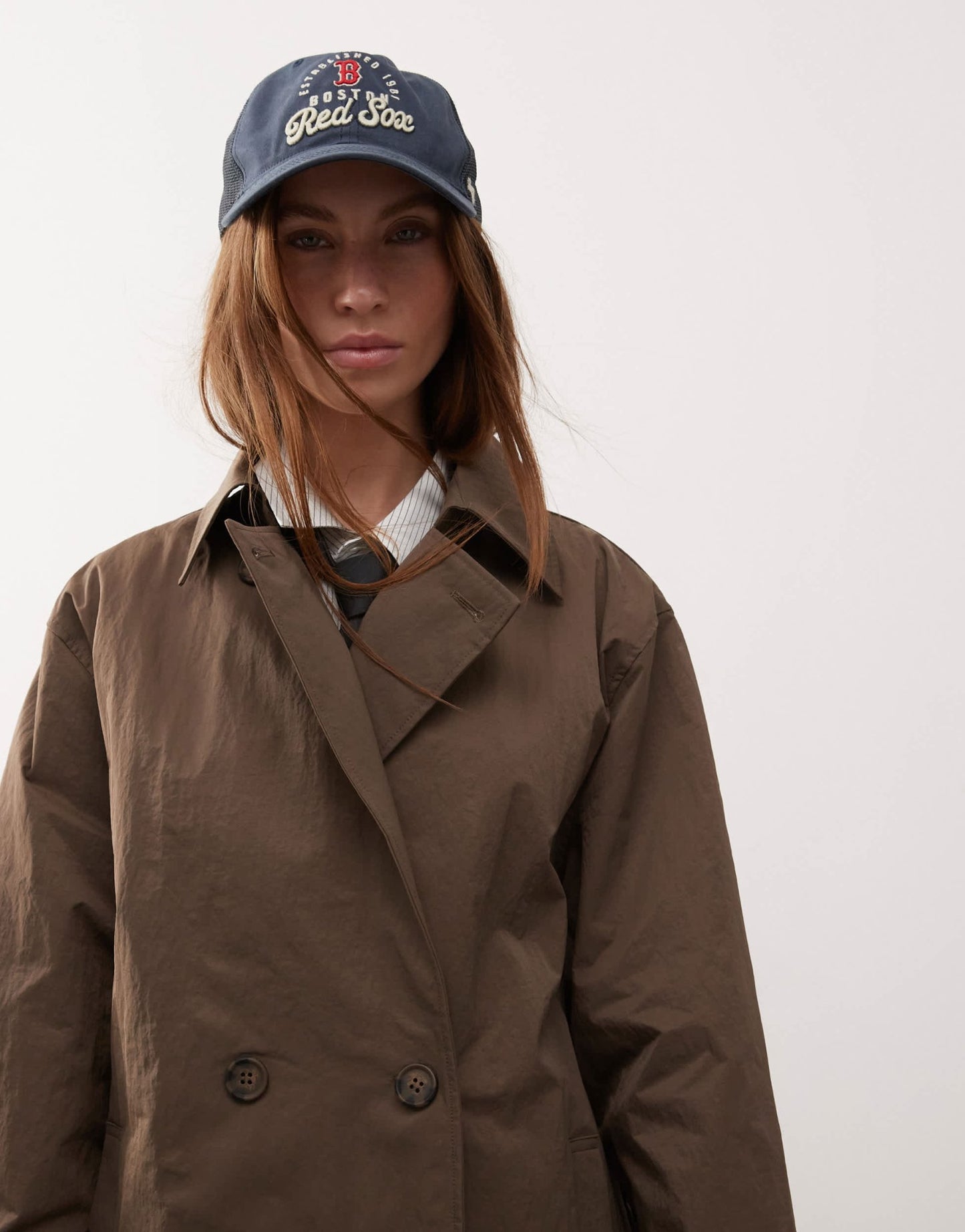 COLLUSION longline trench jacket in brown - ASOS Sample Sale