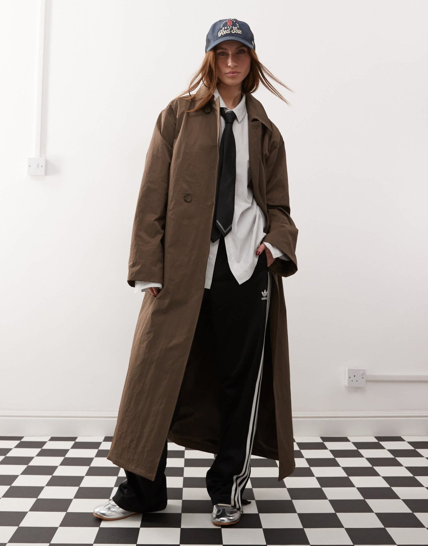 COLLUSION longline trench jacket in brown - ASOS Sample Sale