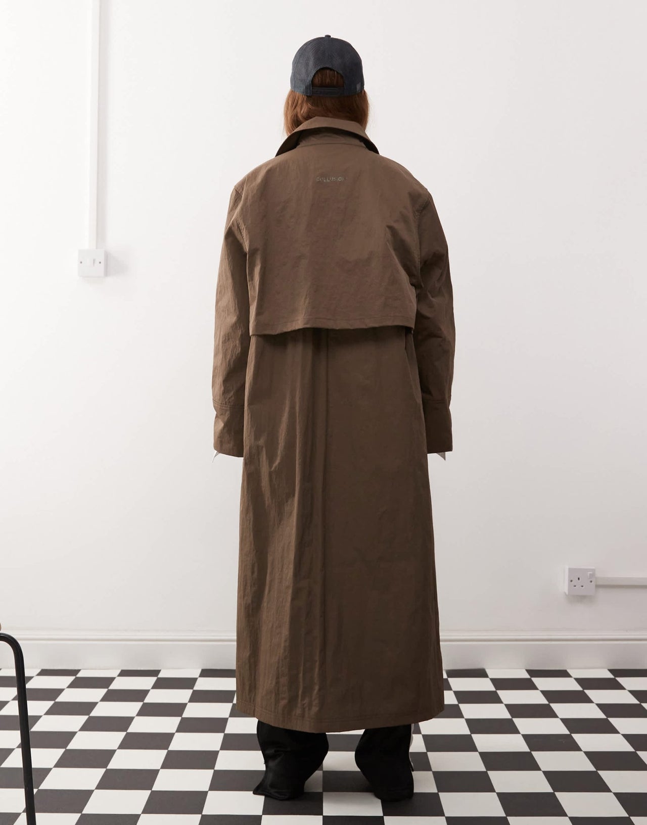 COLLUSION longline trench jacket in brown - ASOS Sample Sale