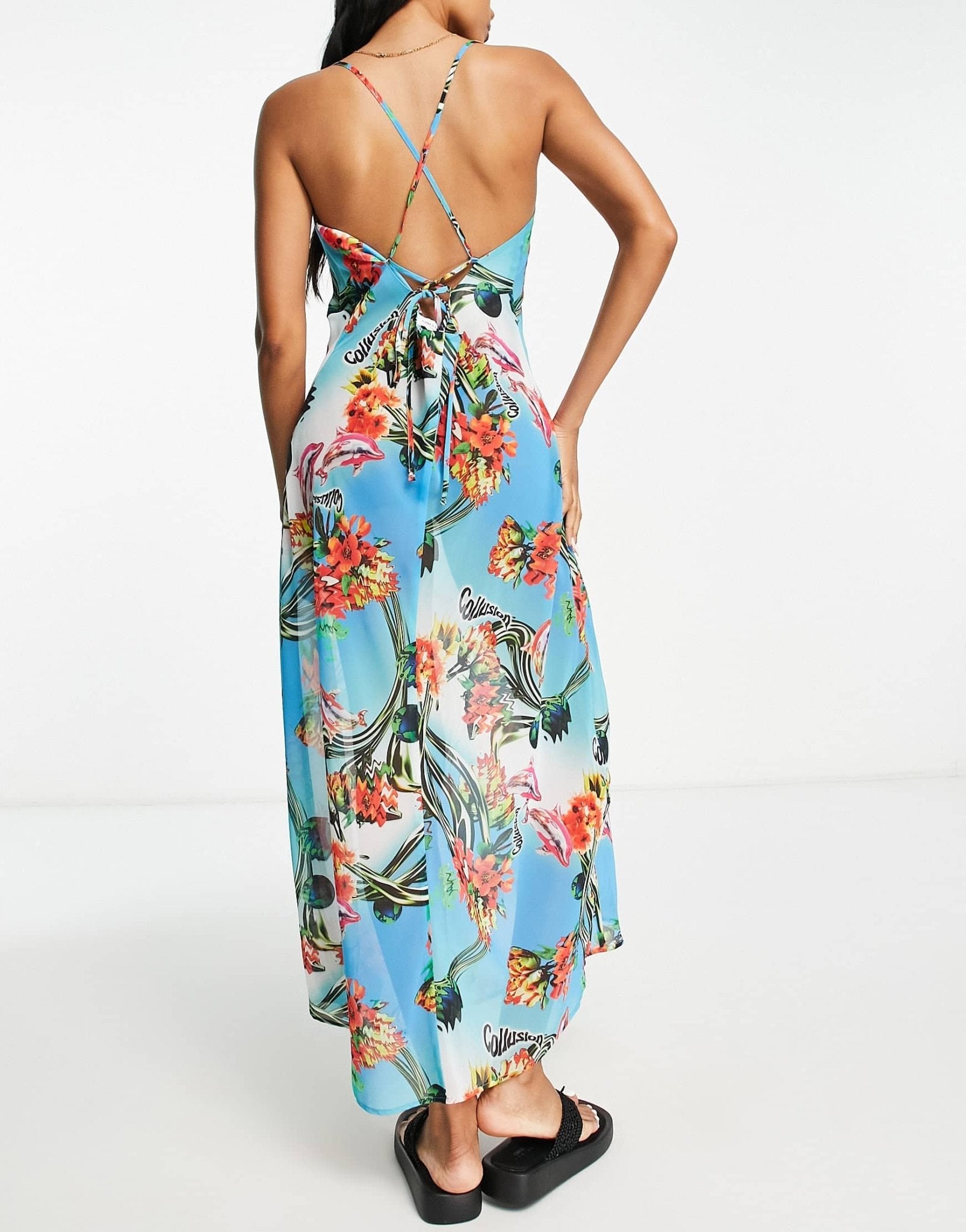 COLLUSION mesh beach maxi dress in floral print - ASOS Sample Sale